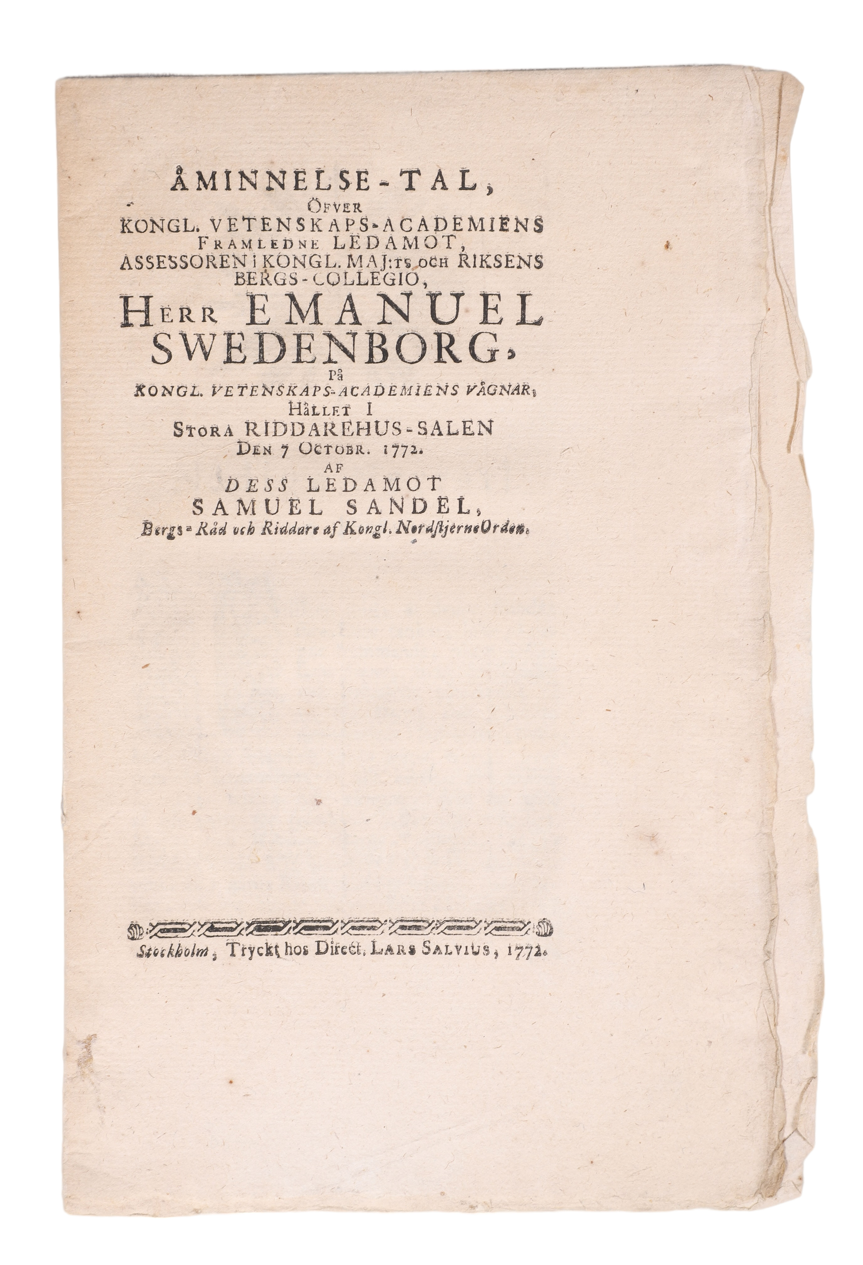 A pamphlet in Swedish by Samuel 2e1e9c