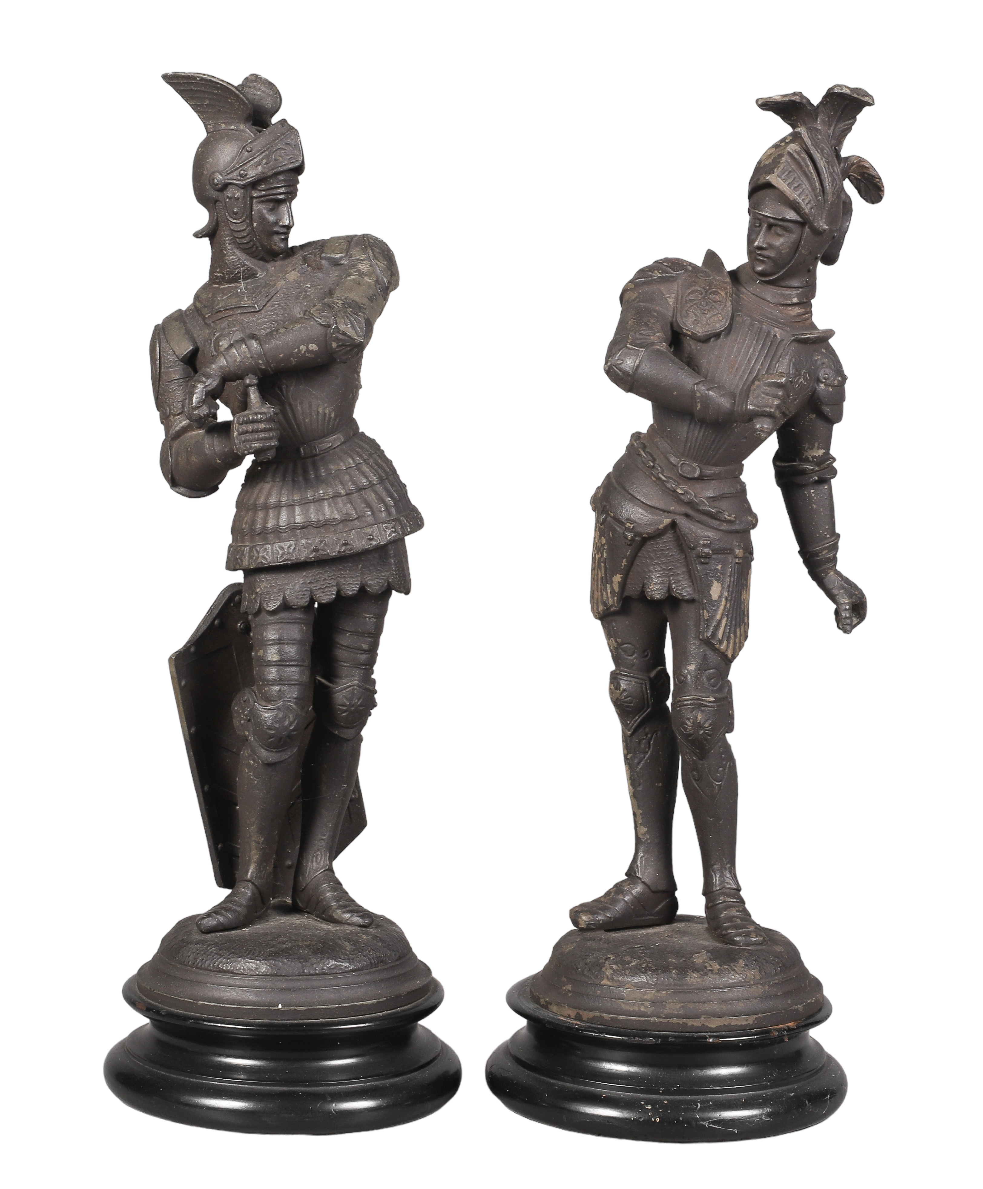 Patinated white metal soldier figure