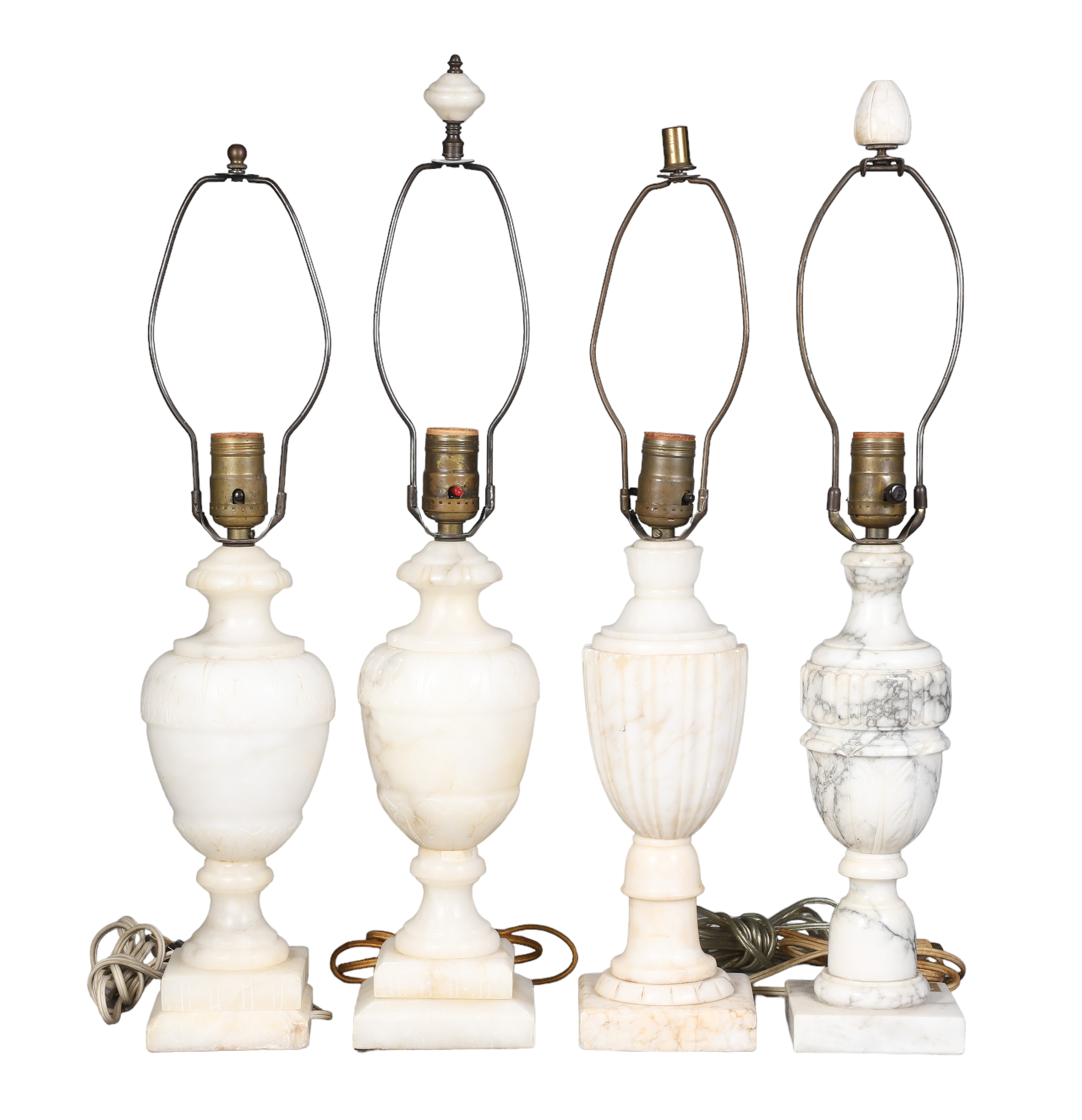 (4) Marble and alabaster table lamps