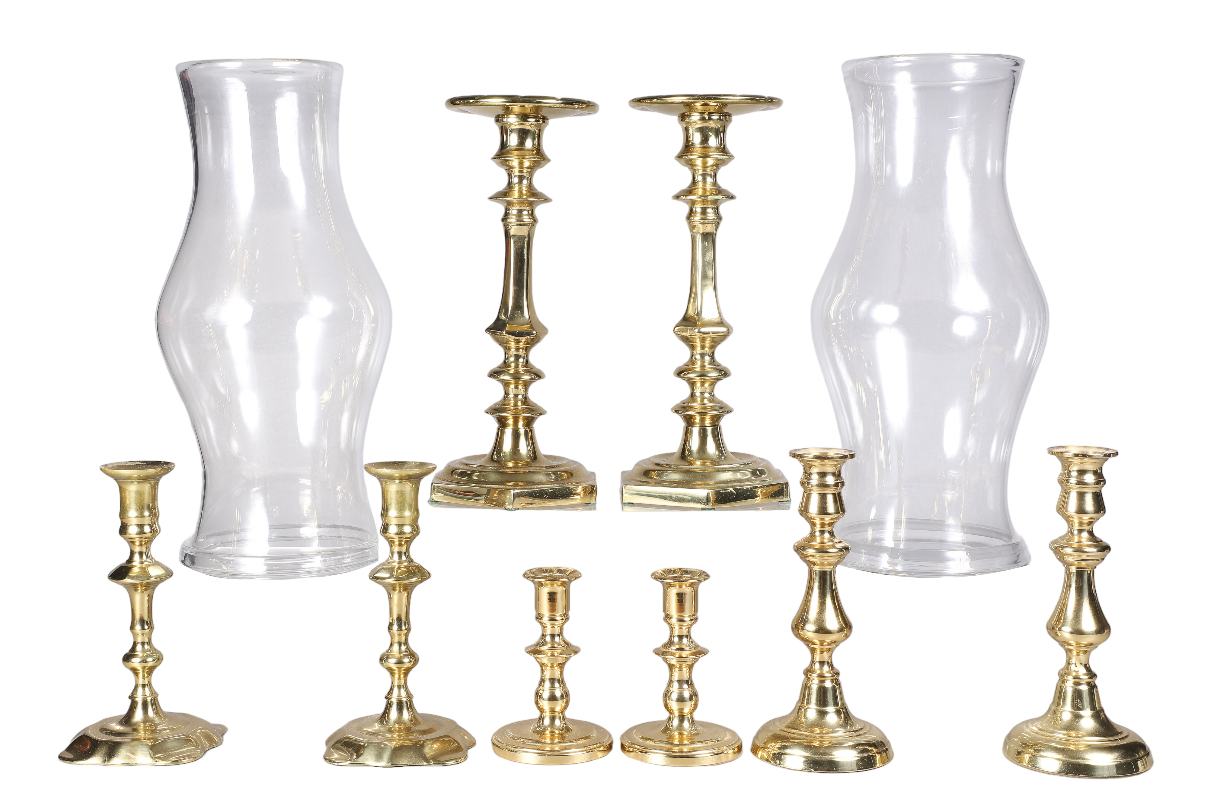 (8) Pairs of Brass Candlestick and Hurricane