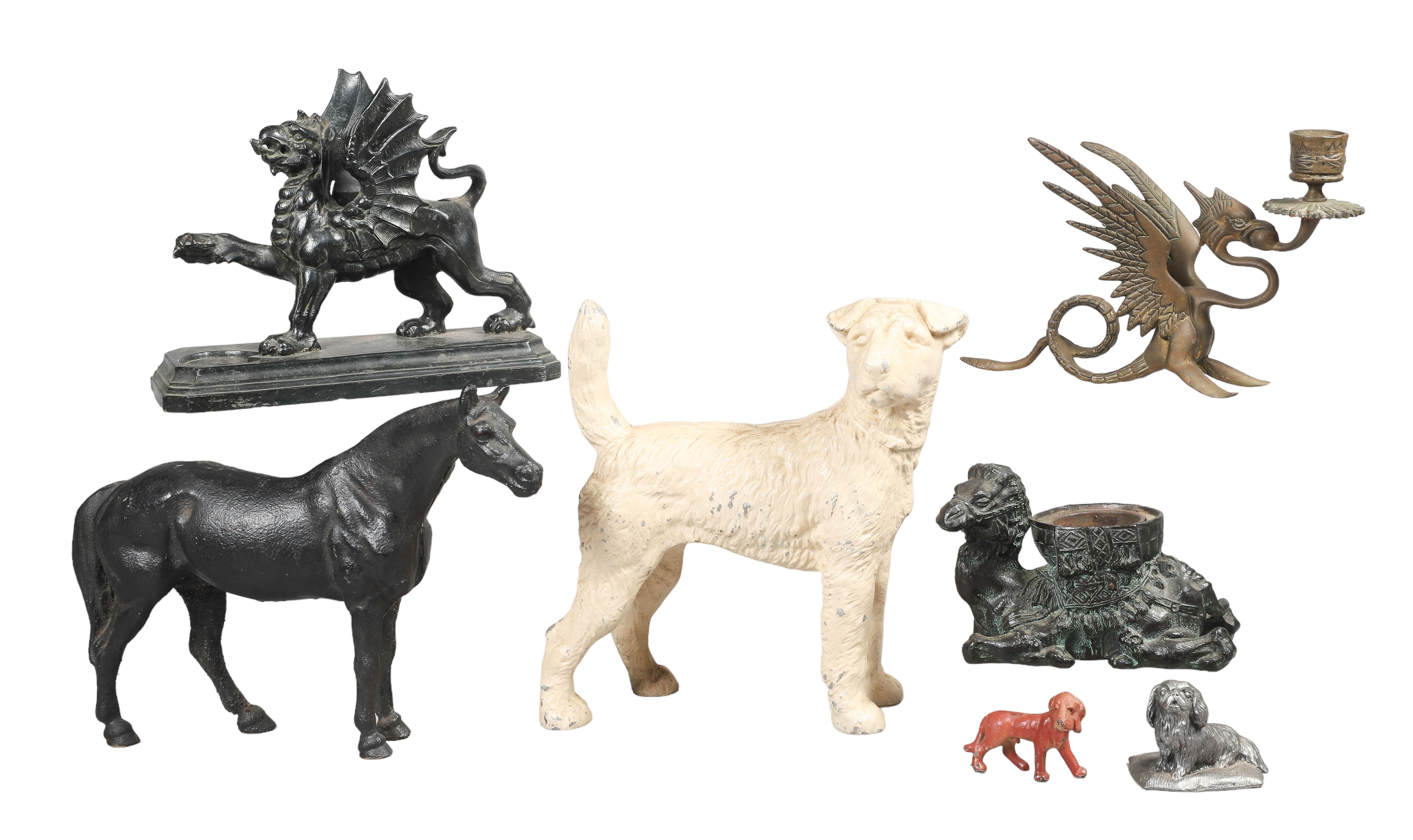 (7) Metal animal figurines, c/o