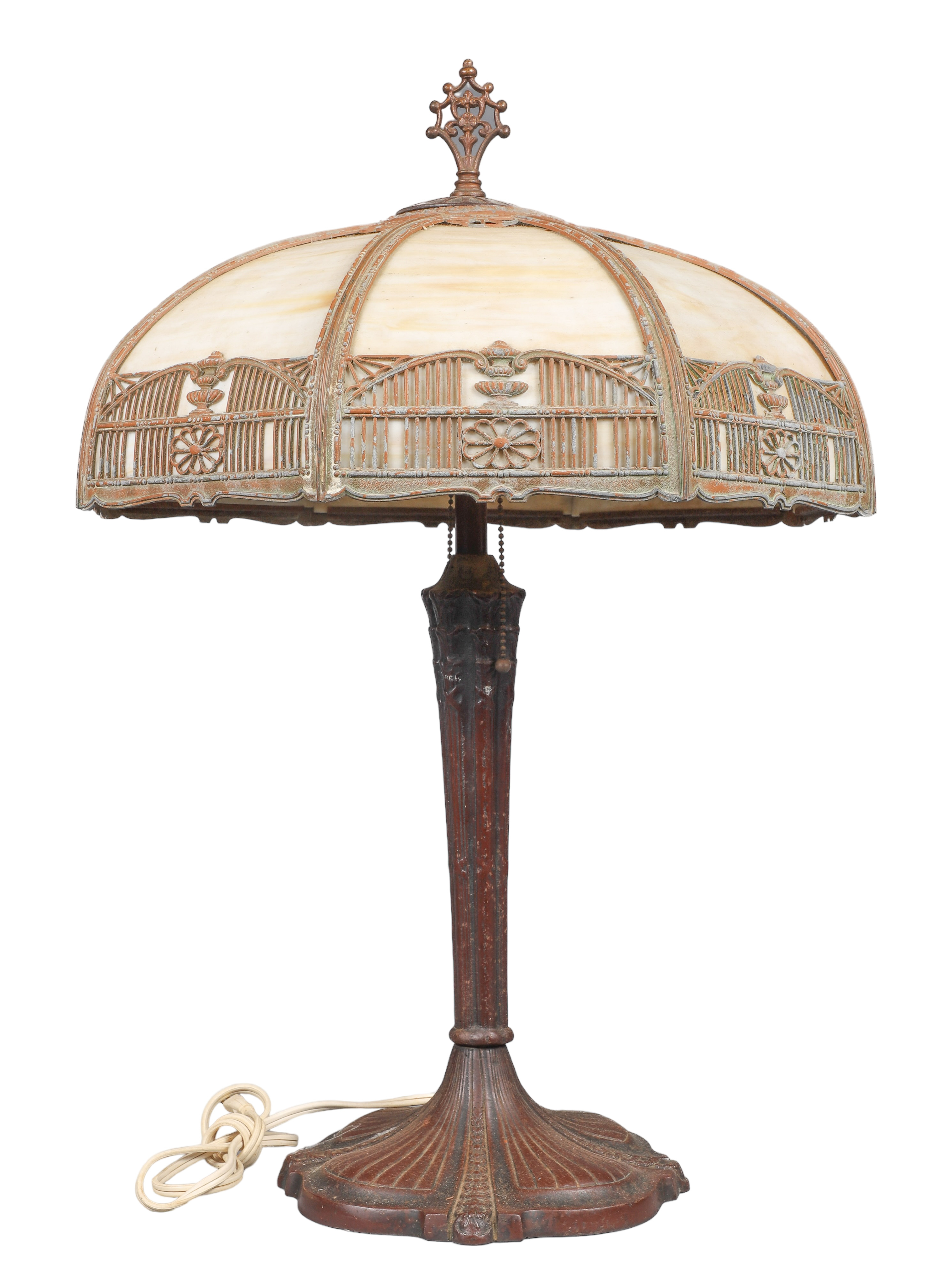 Slag glass table lamp bronzed 2e1f21