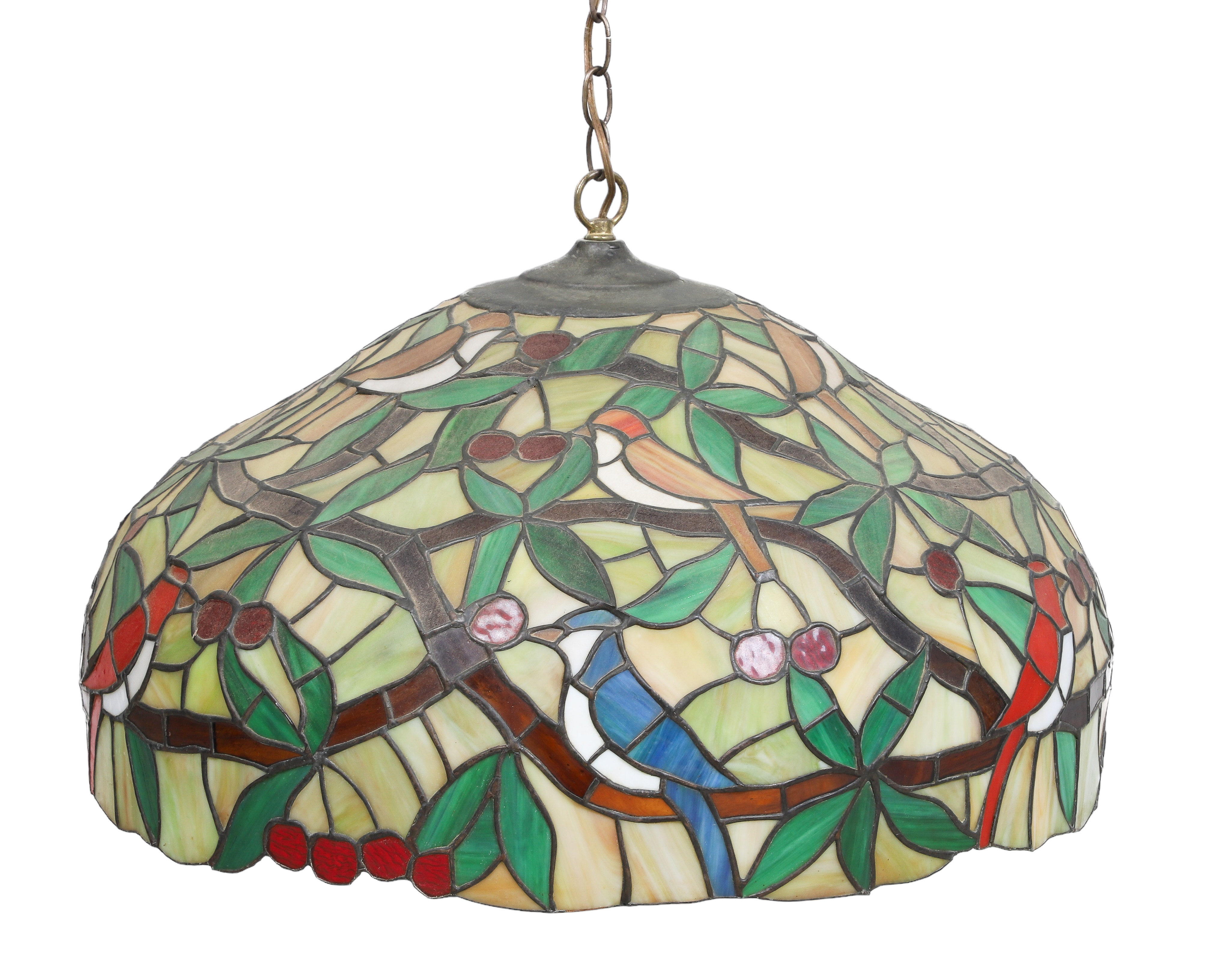 Stained leaded glass hanging lamp,