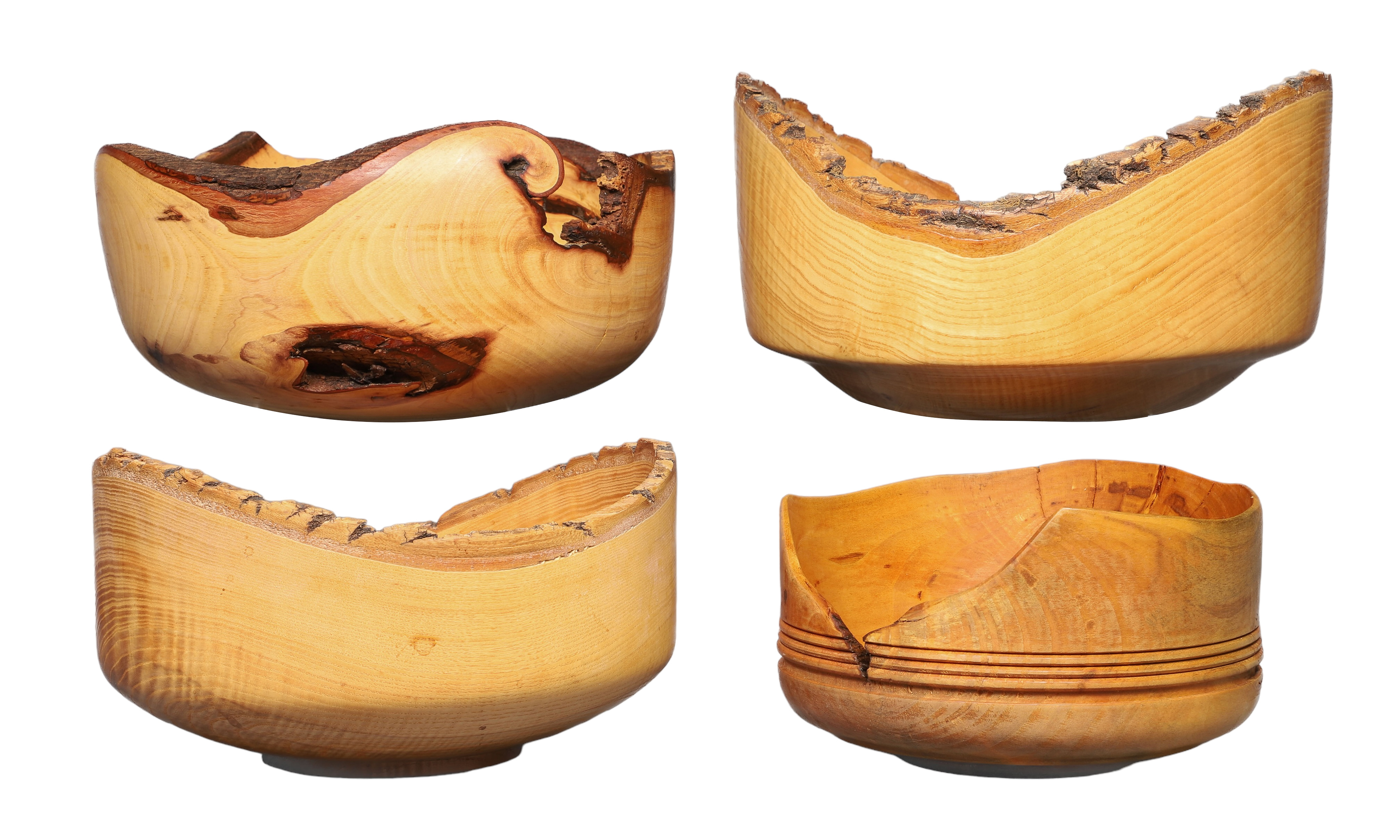  4 Turned Nat Wolfe wood bowls  2e1f31