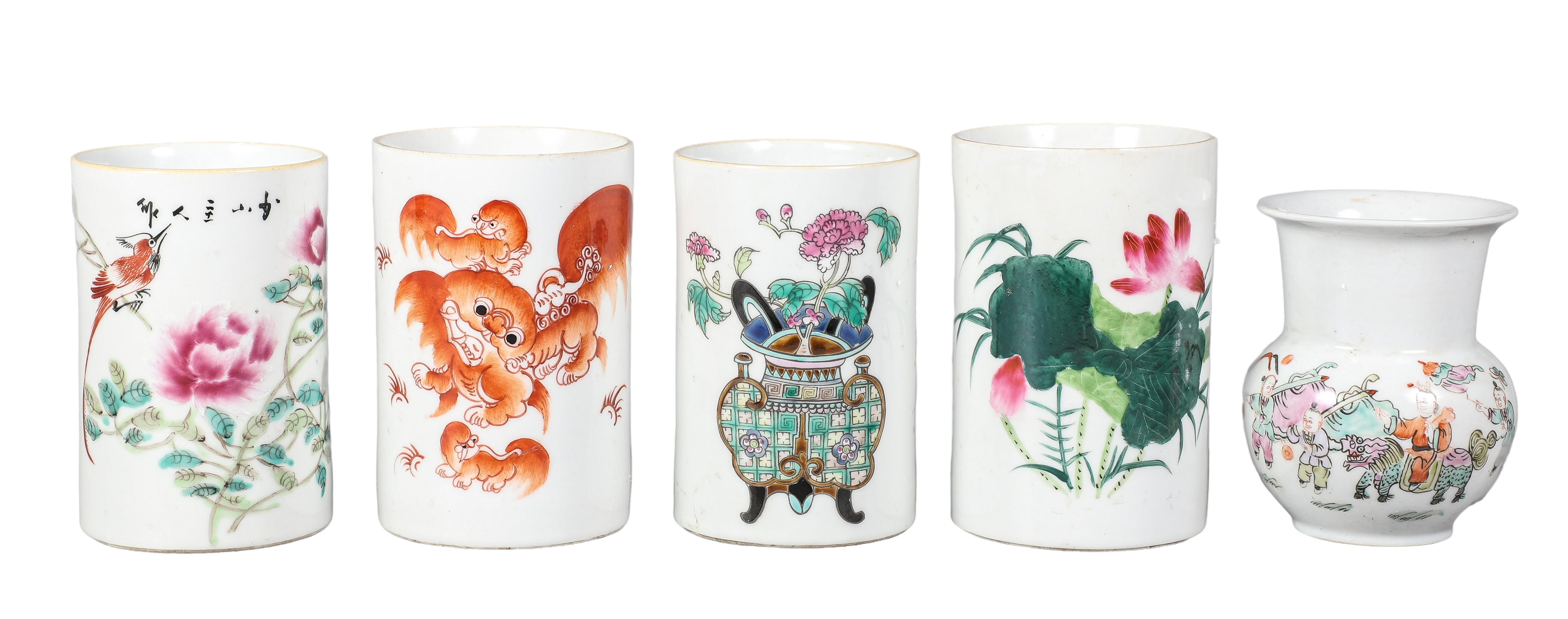  5 Chinese porcelain vases various 2e1f48