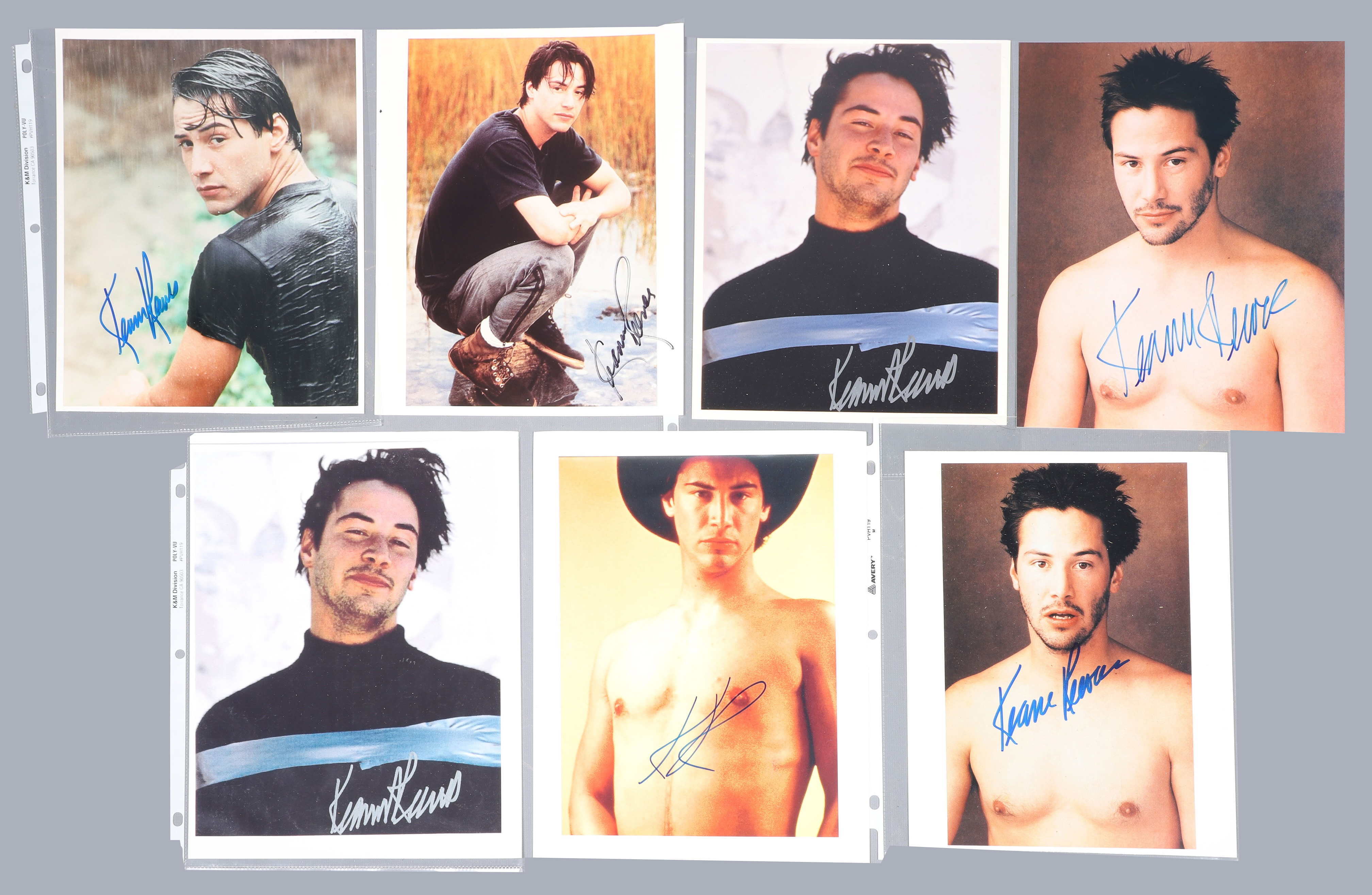 (7) Signed Keanu Reeves photographs,