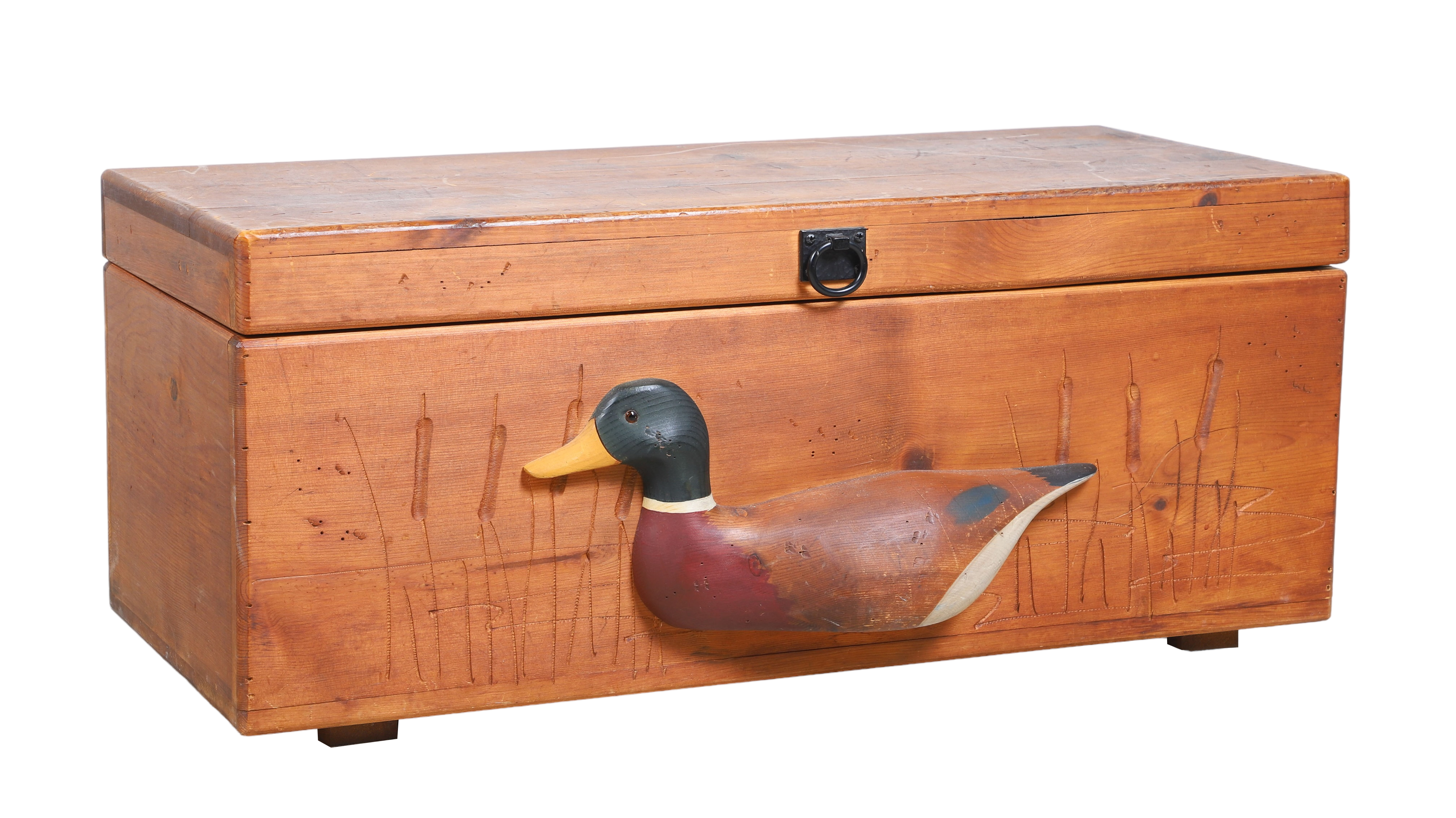 Pine chest with applied mallard