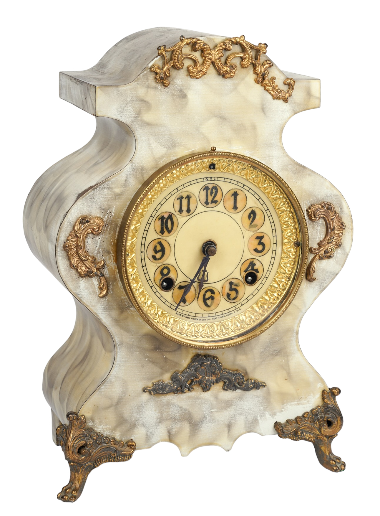 New Haven Clock Co, faux marble painted