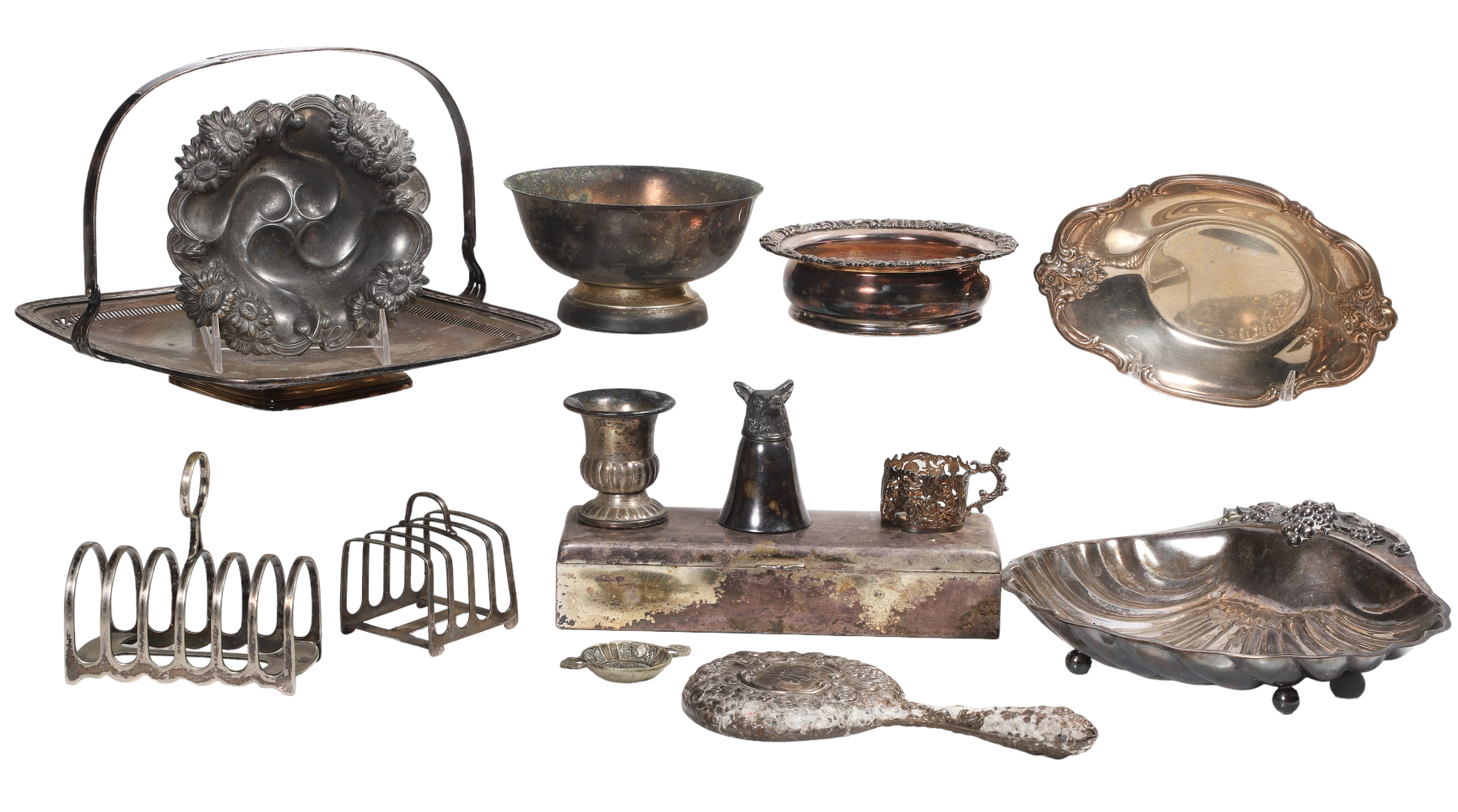 Large lot of silver plate items,