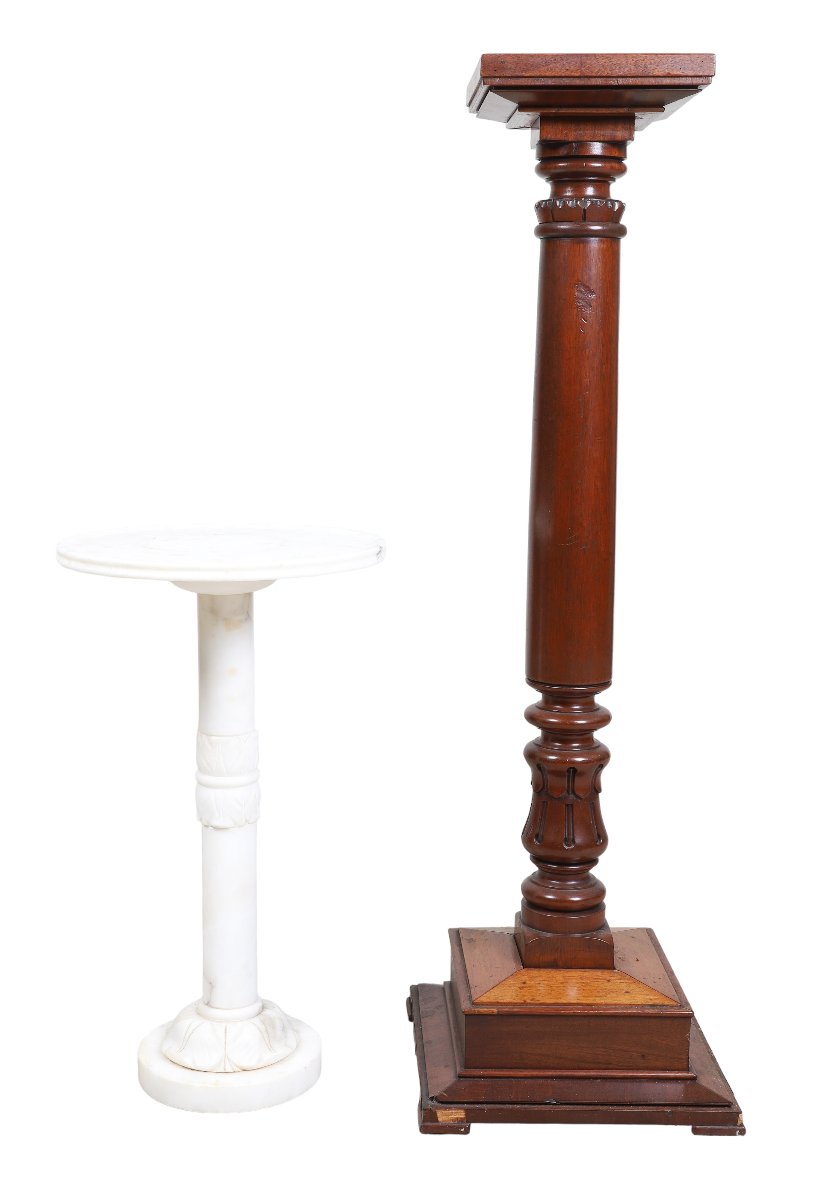  2 Pedestals c o carved mahogany 2e2039