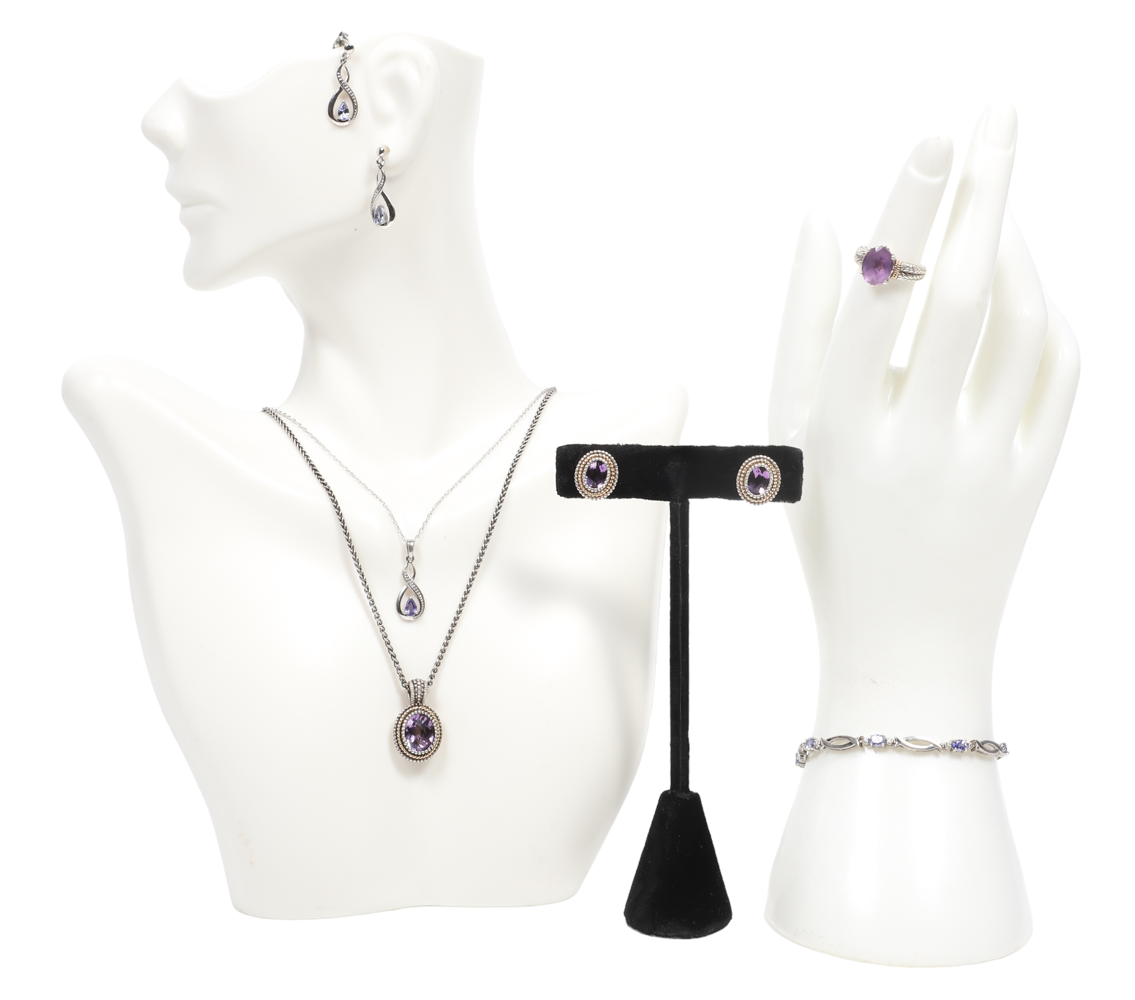 Sterling and Amethyst jewelry group
