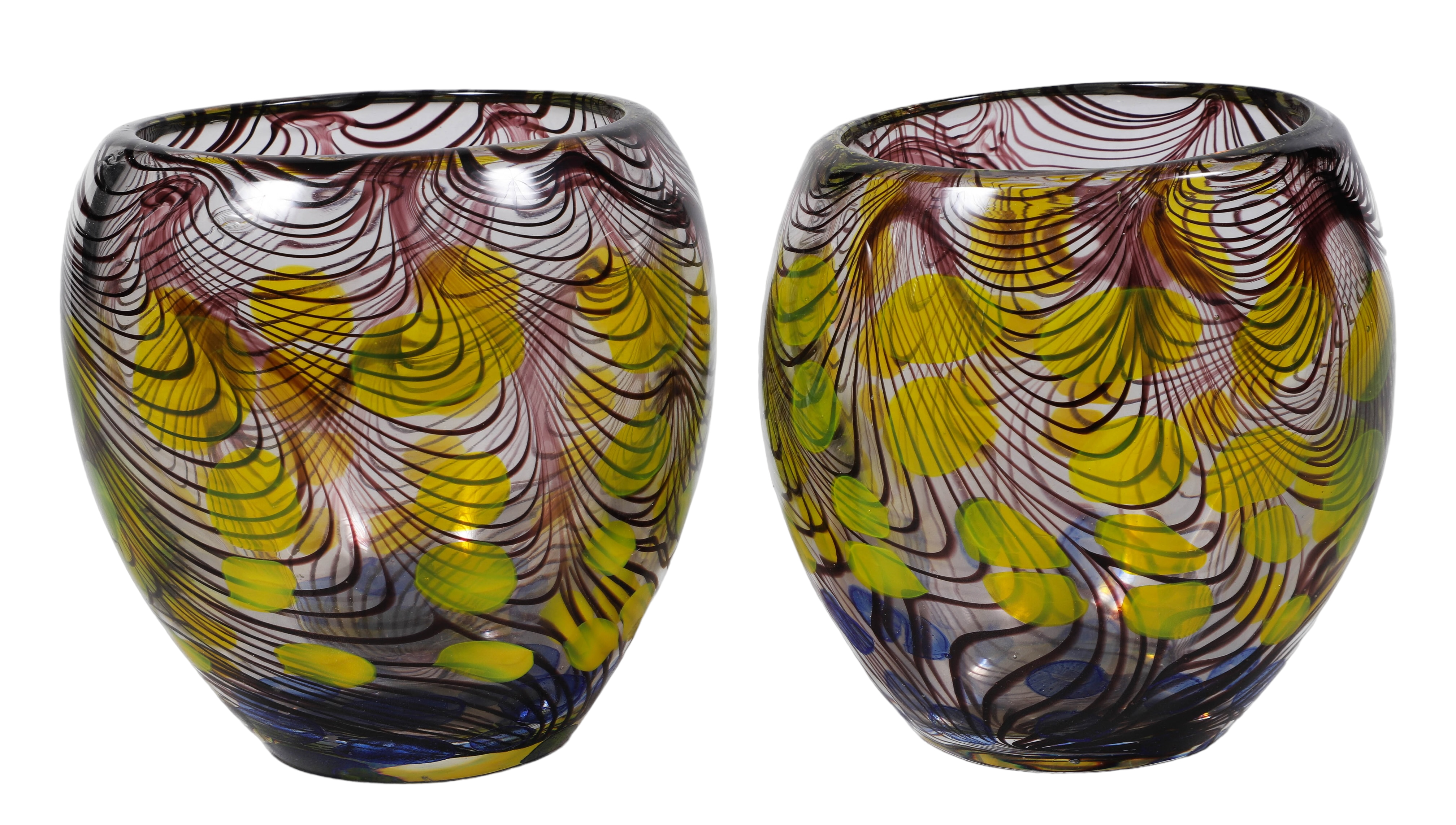 Pair of Crate & Barrel art glass Korba