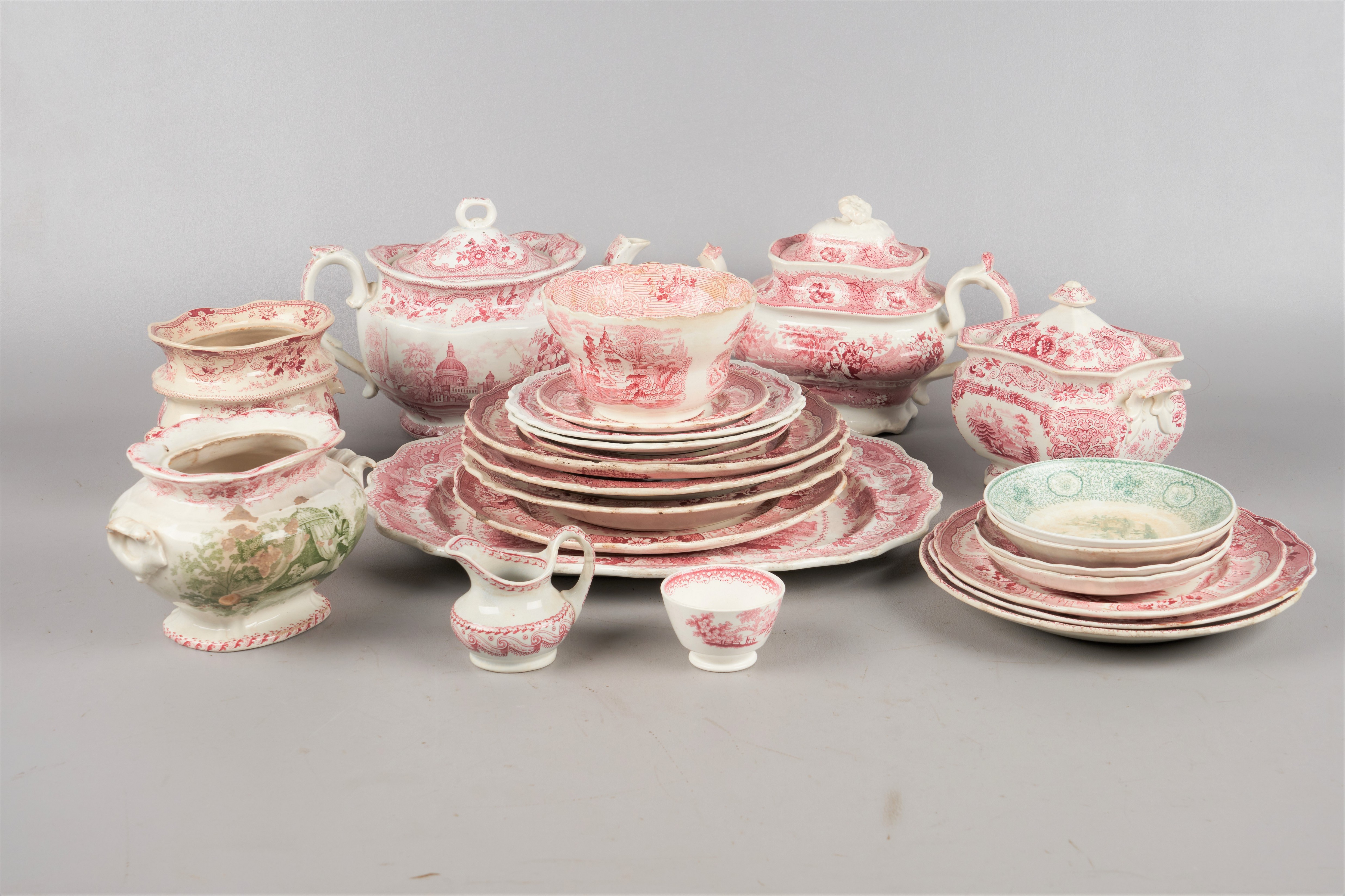 Red Transferware Tea Items Platters  2e2066