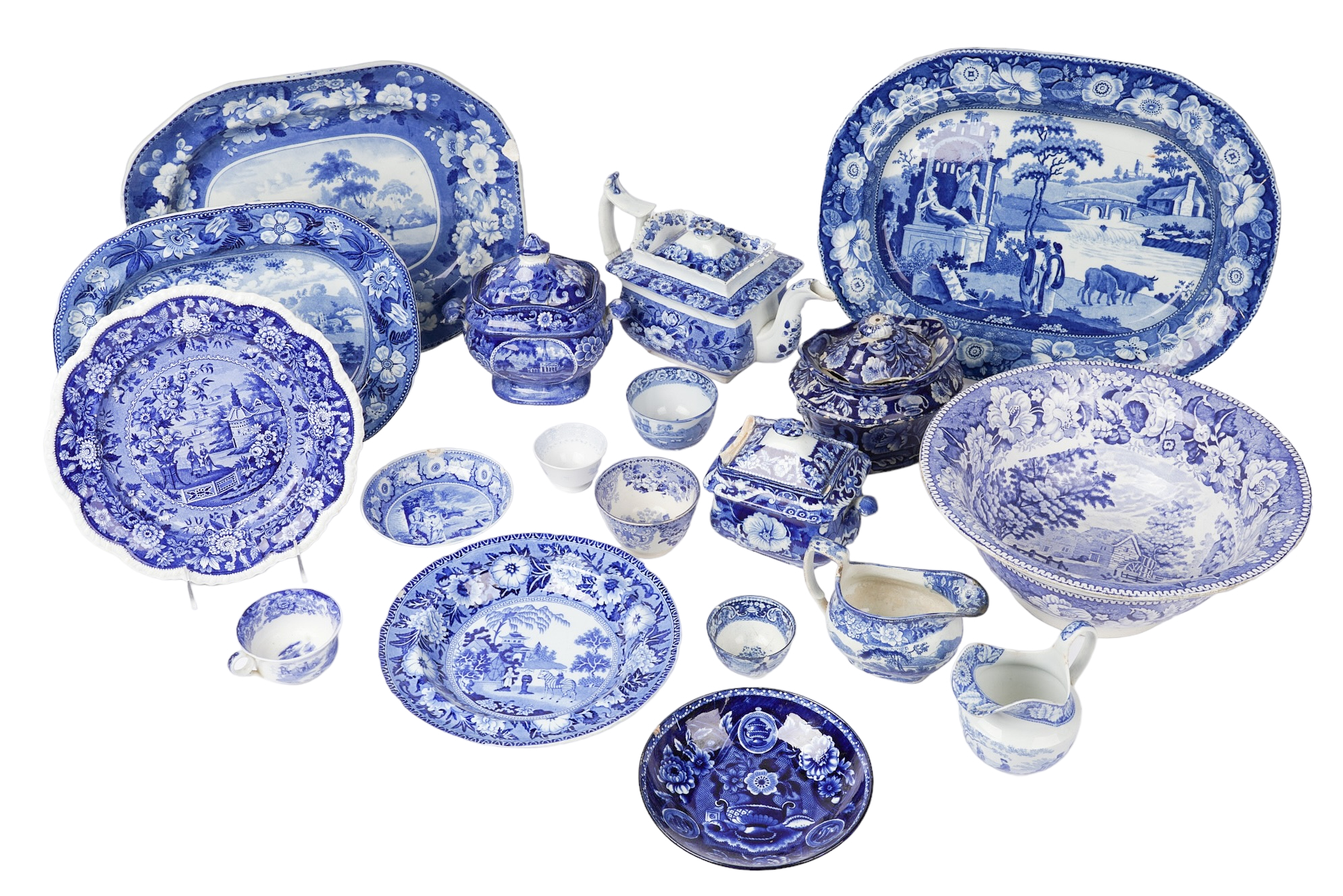 Blue transferware tea and table 2e2067