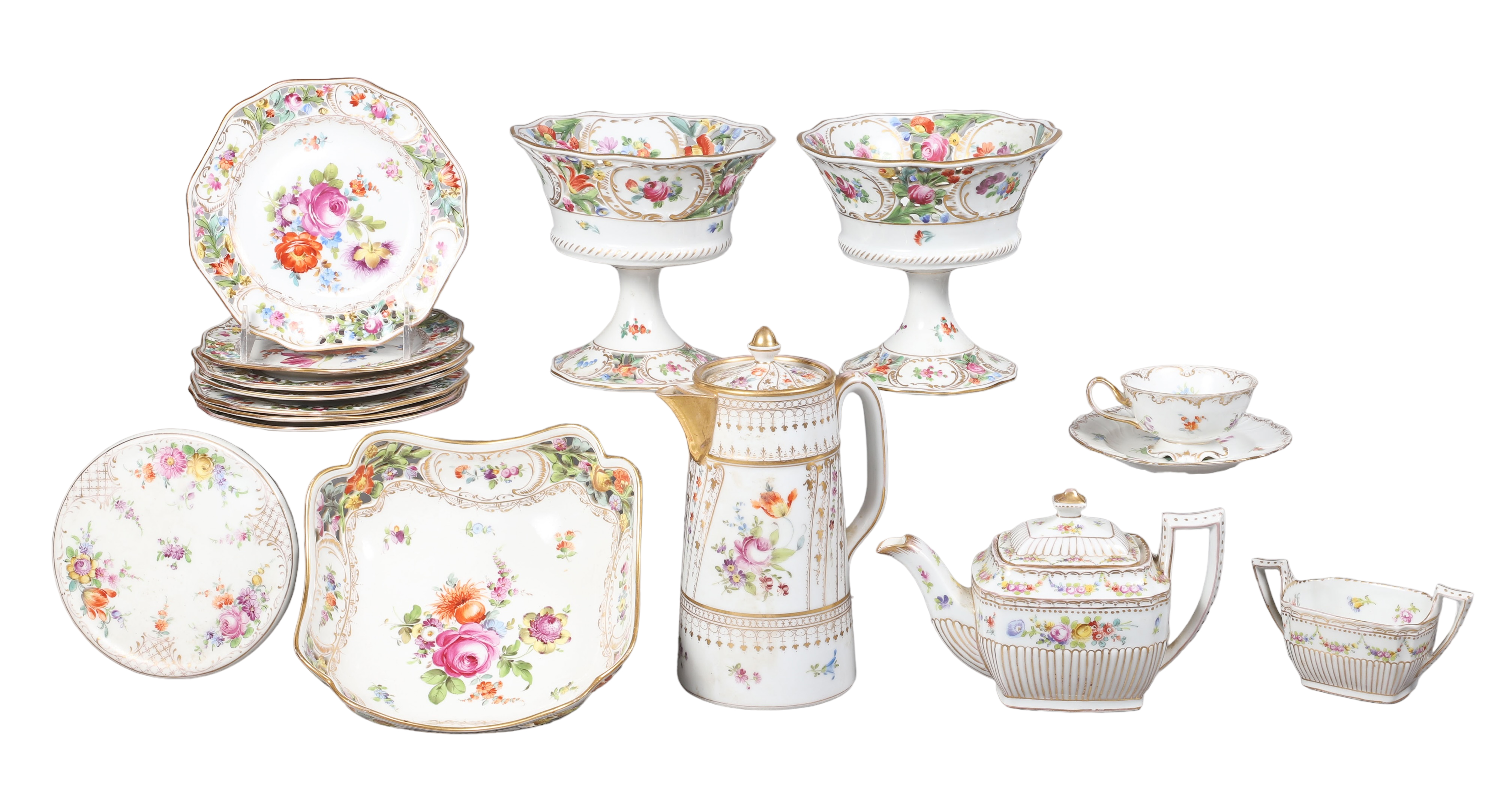 (16) Pcs Dresden floral decorated