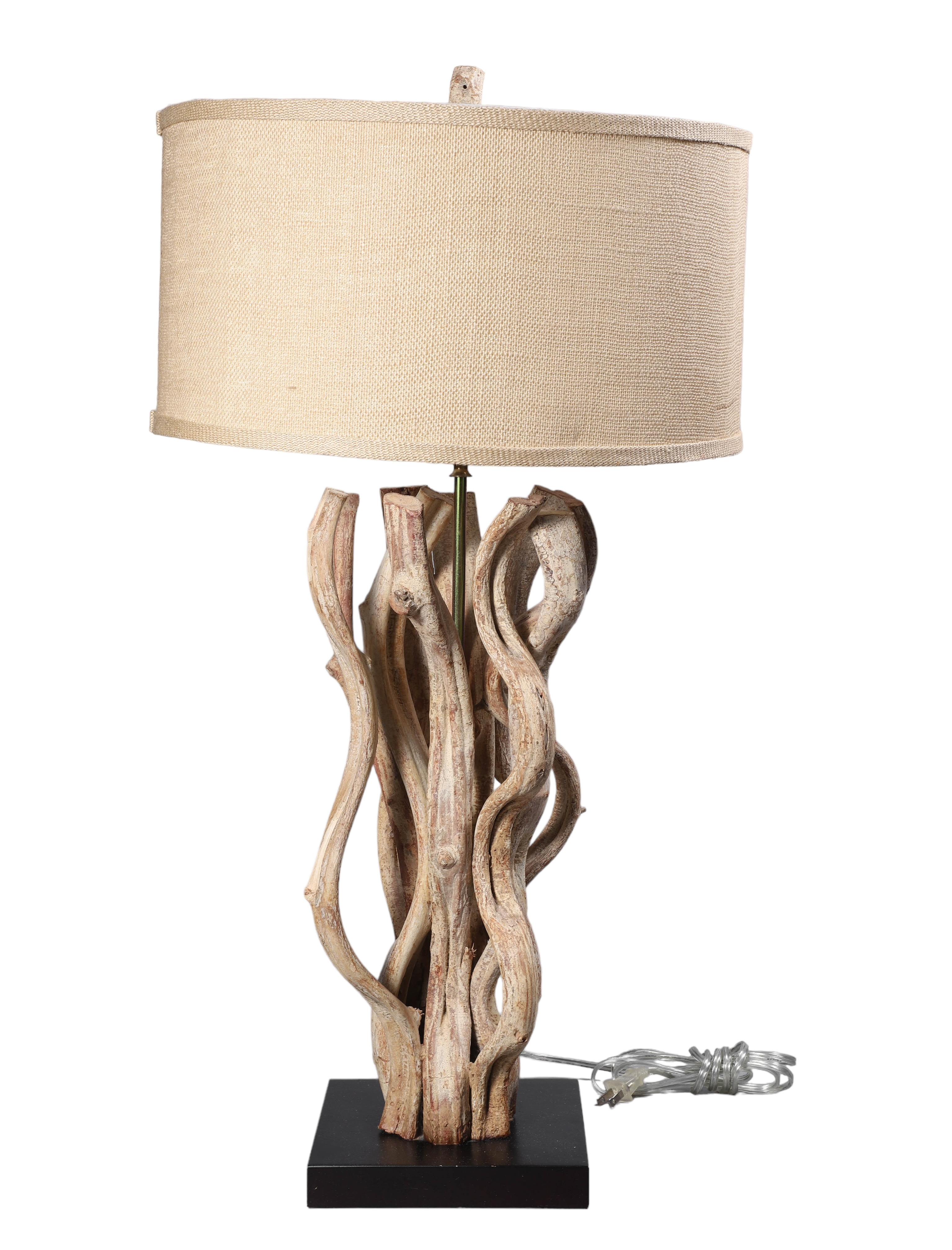 Bundled driftwood table lamp, canvas