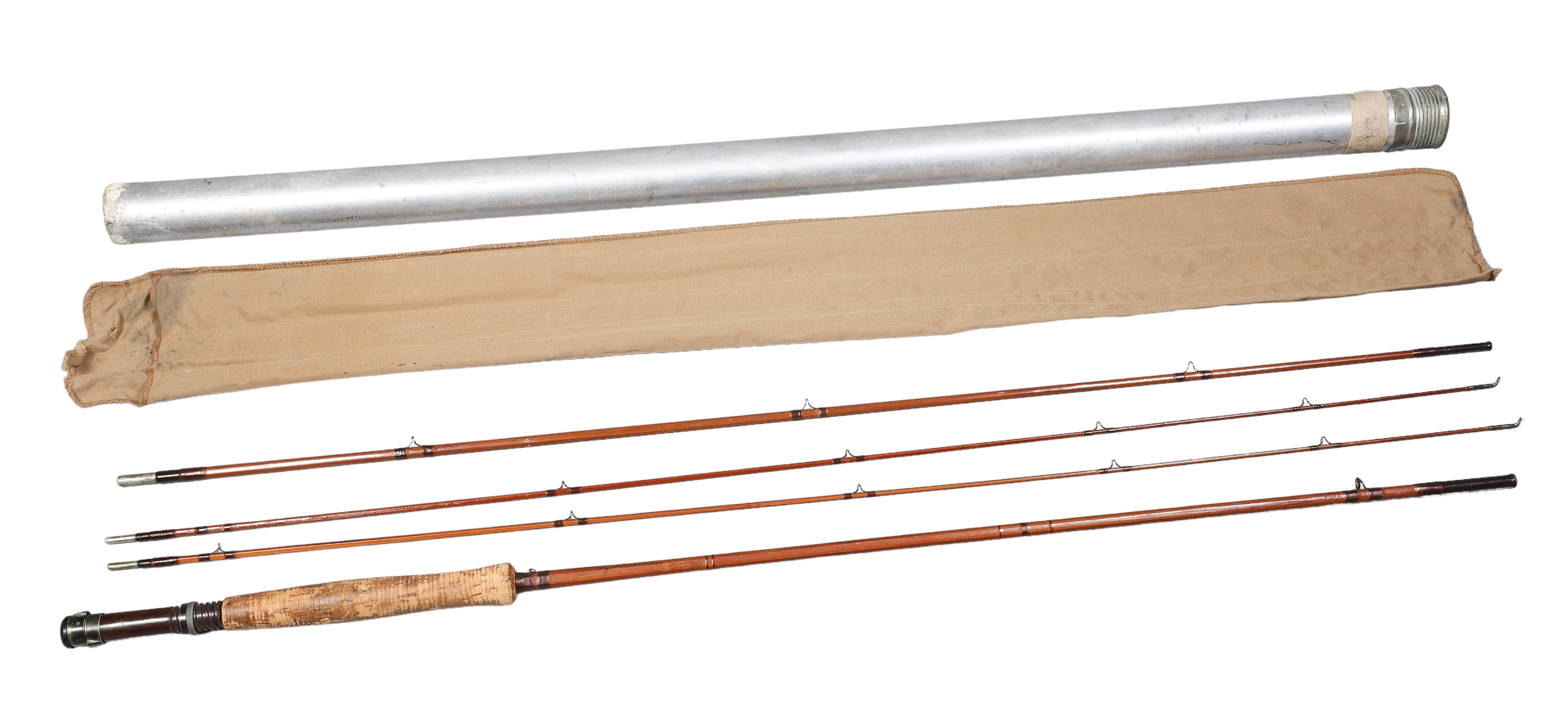 Bamboo 4-part fly rod, with fabric