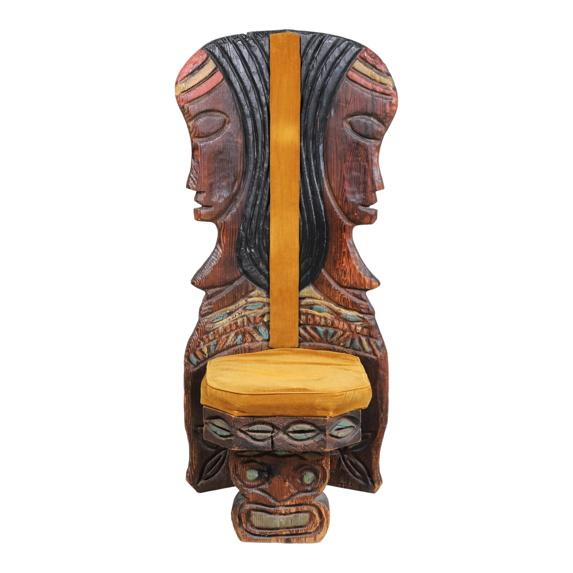 African Tribal Carved wood throne