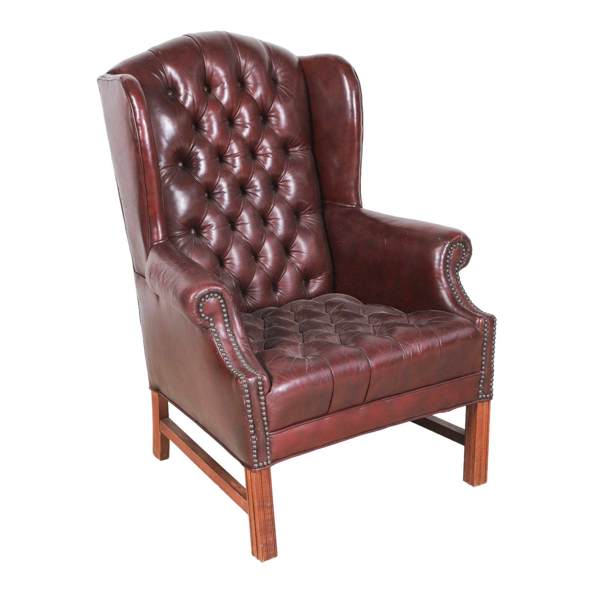 Chippendale style tufted leather