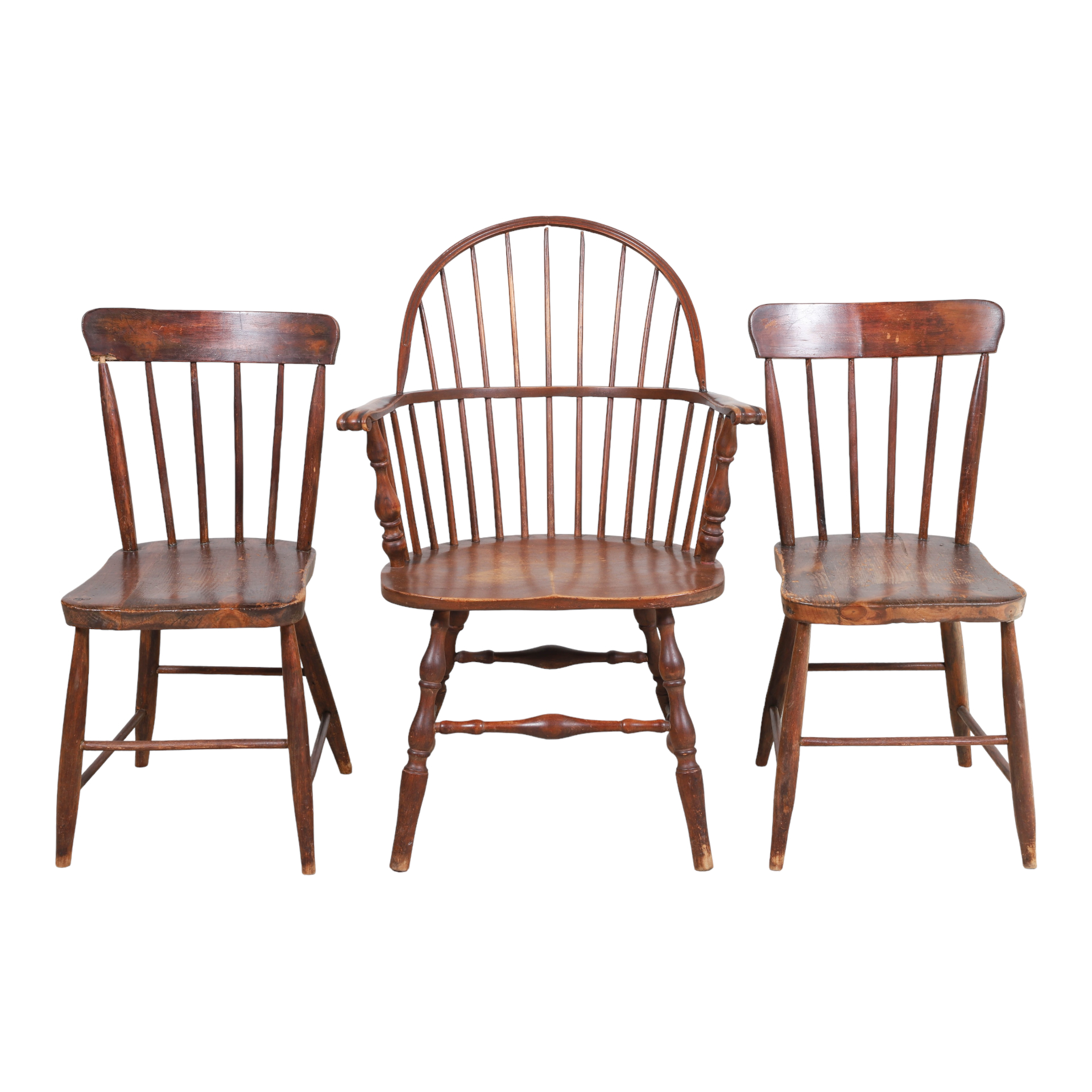 Pair spindle back pine side chairs  2e216f