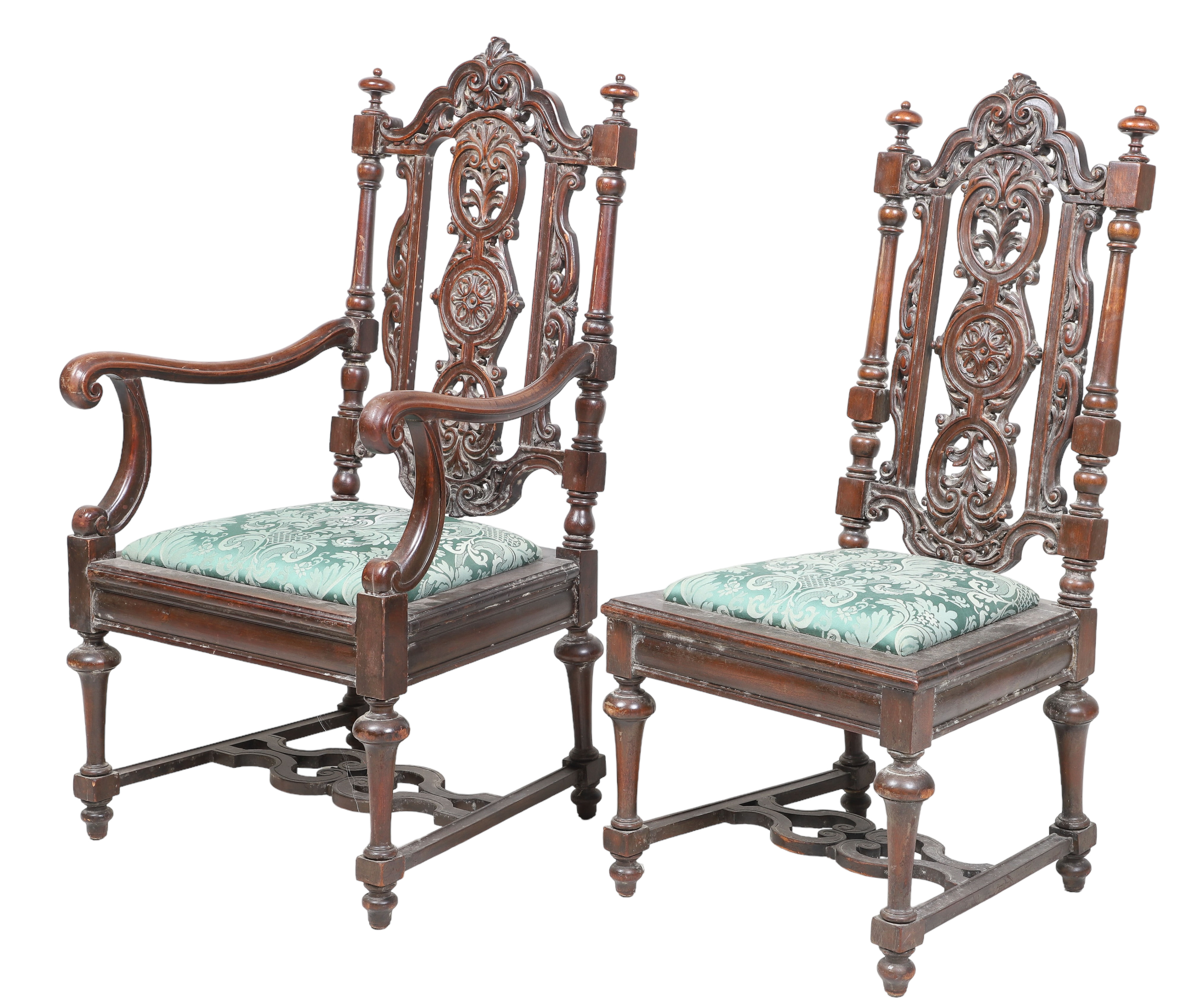  2 Matched carved walnut Rococo 2e217e