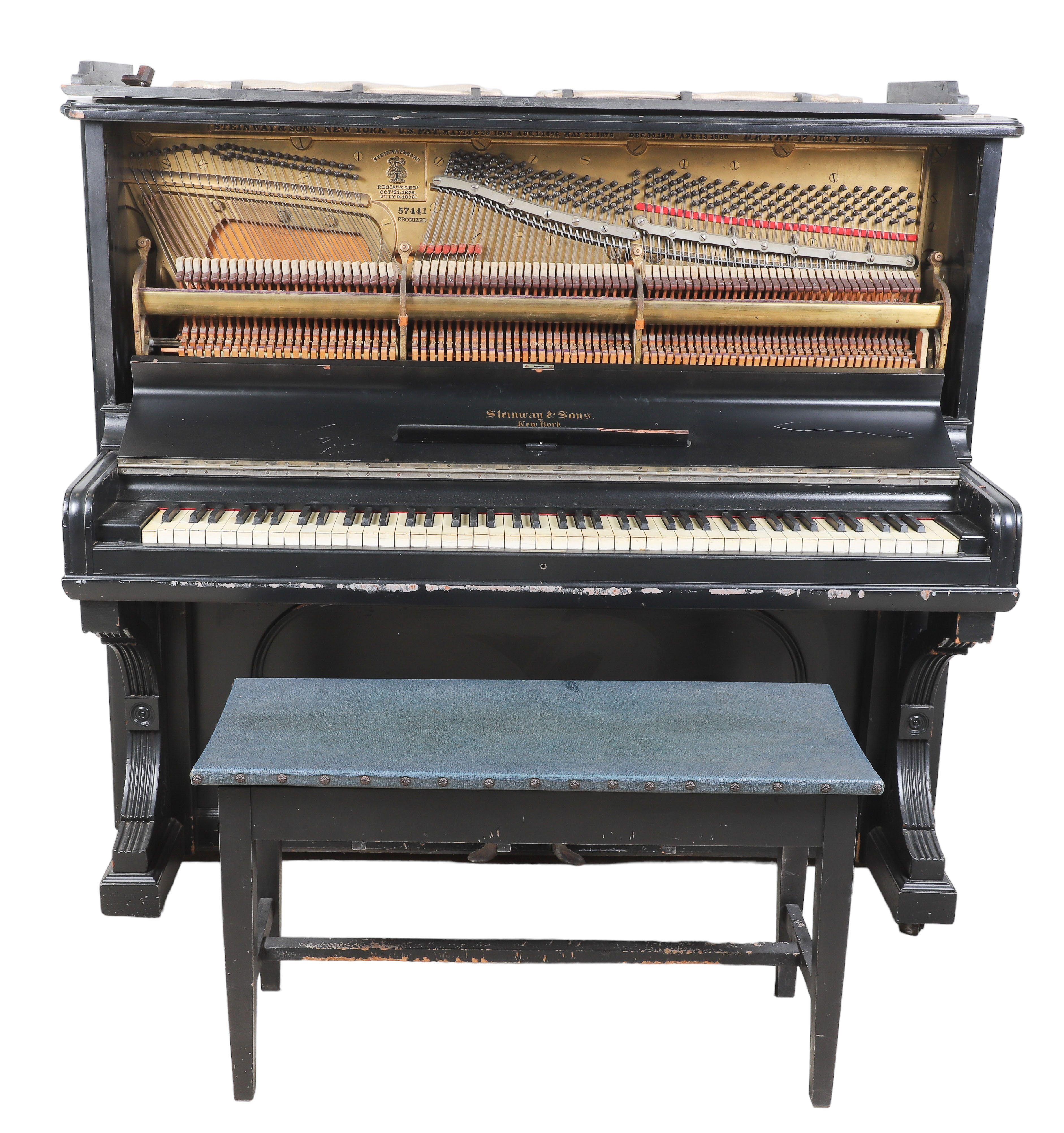 Steinway and Sons upright piano, ebonized