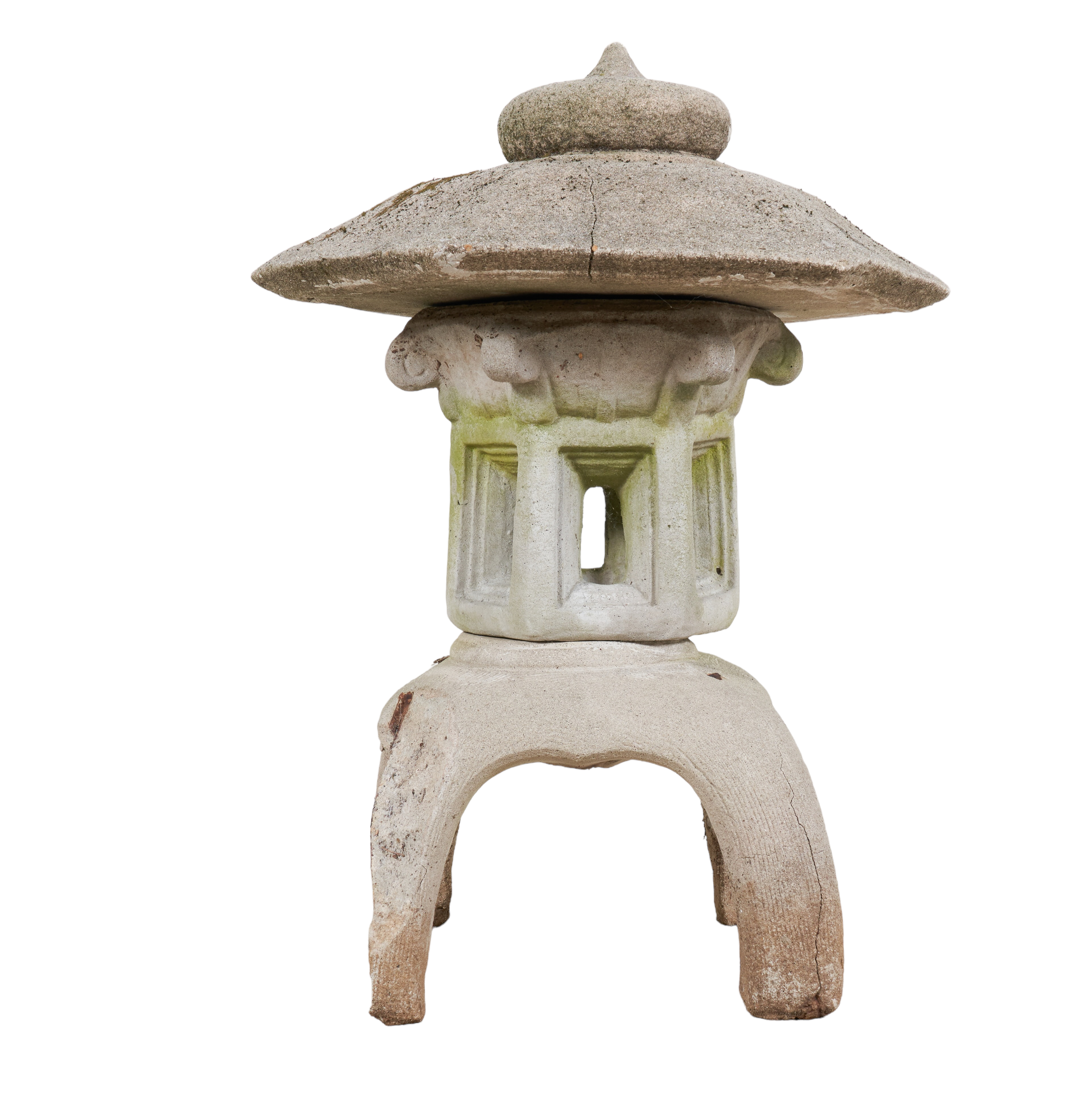 Cement tiered pagoda form garden statue,