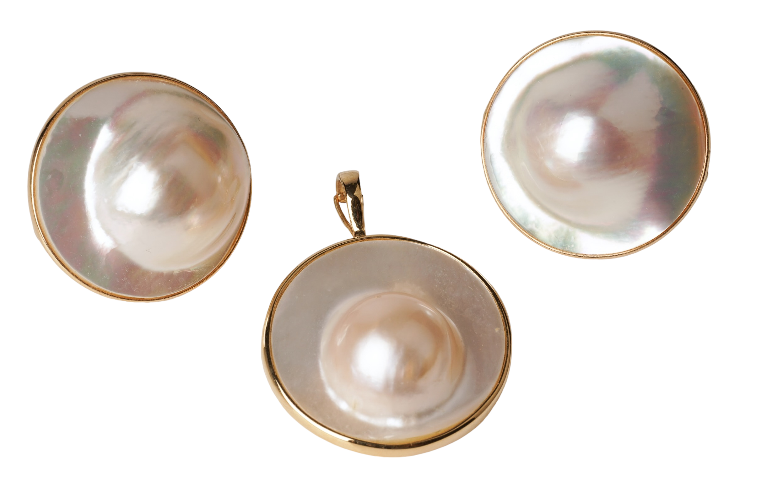 14K Yellow gold mabe pearl earrings