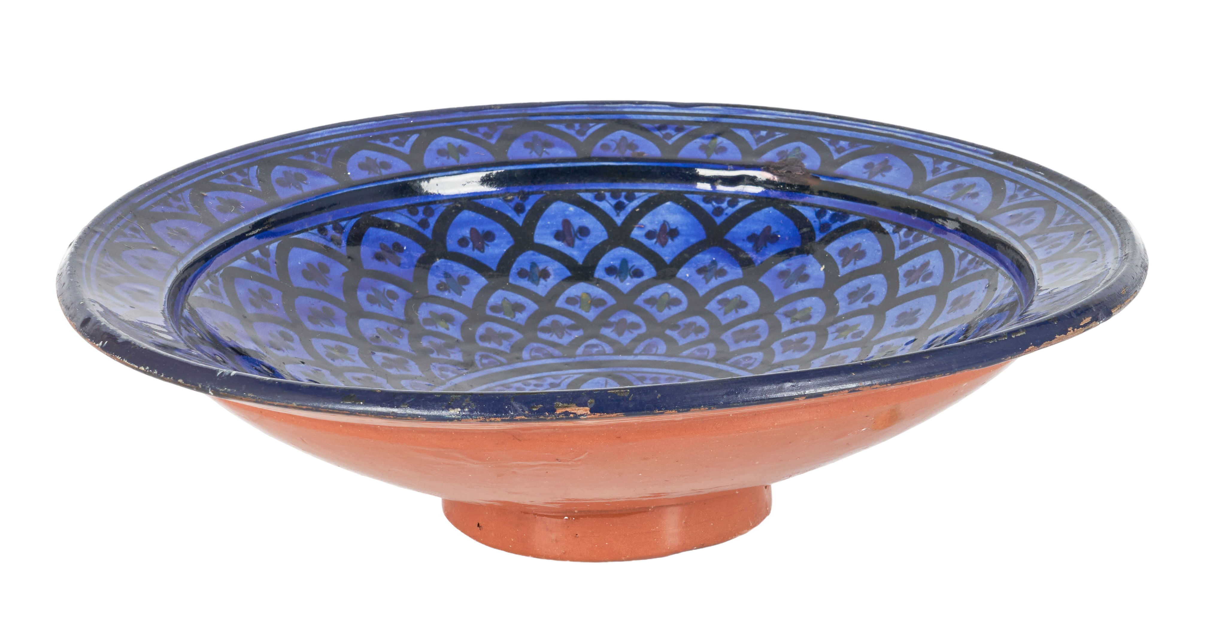 Cobalt blue glazed redware bowl, unsigned,