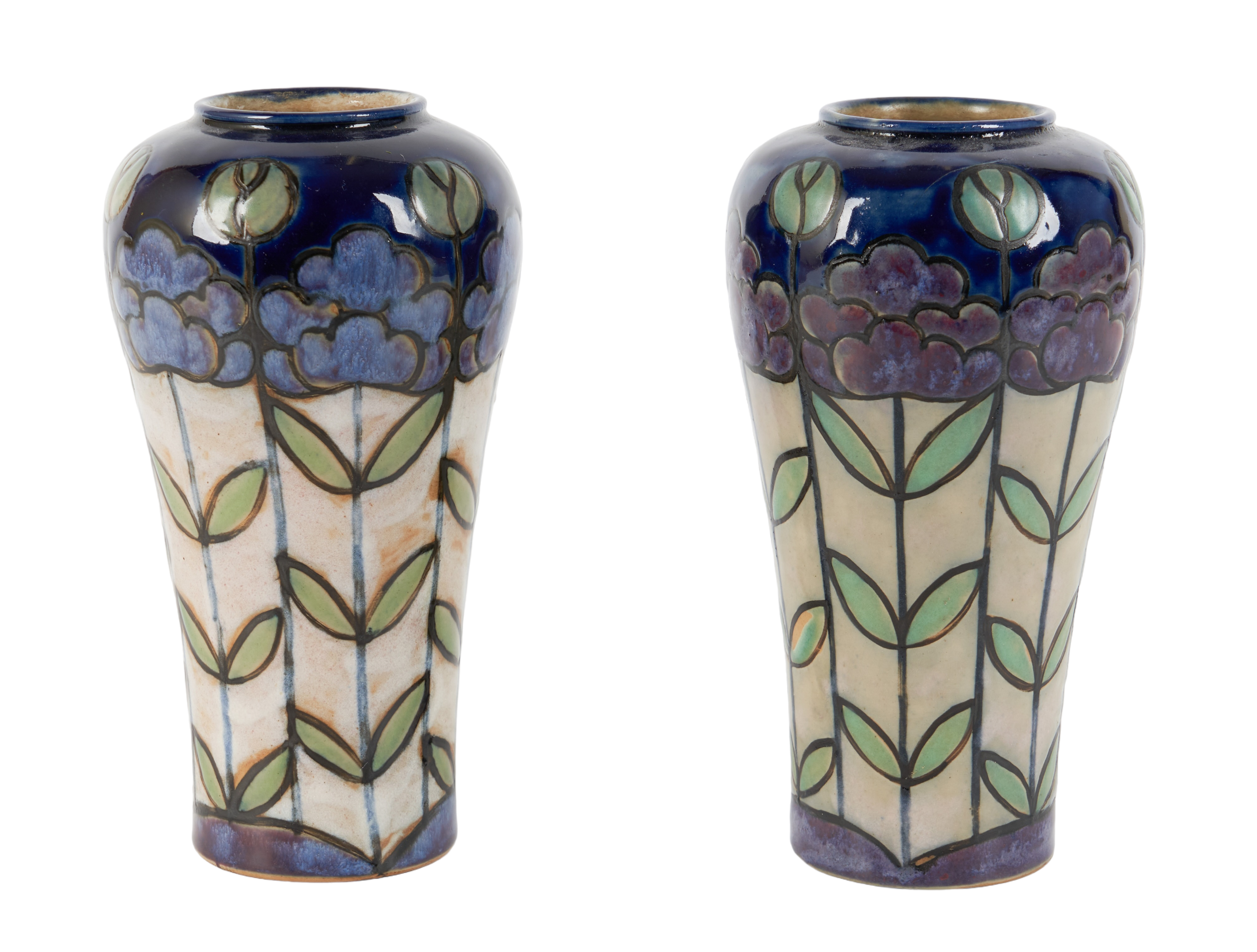 Pair of Royal Doulton pottery vases,
