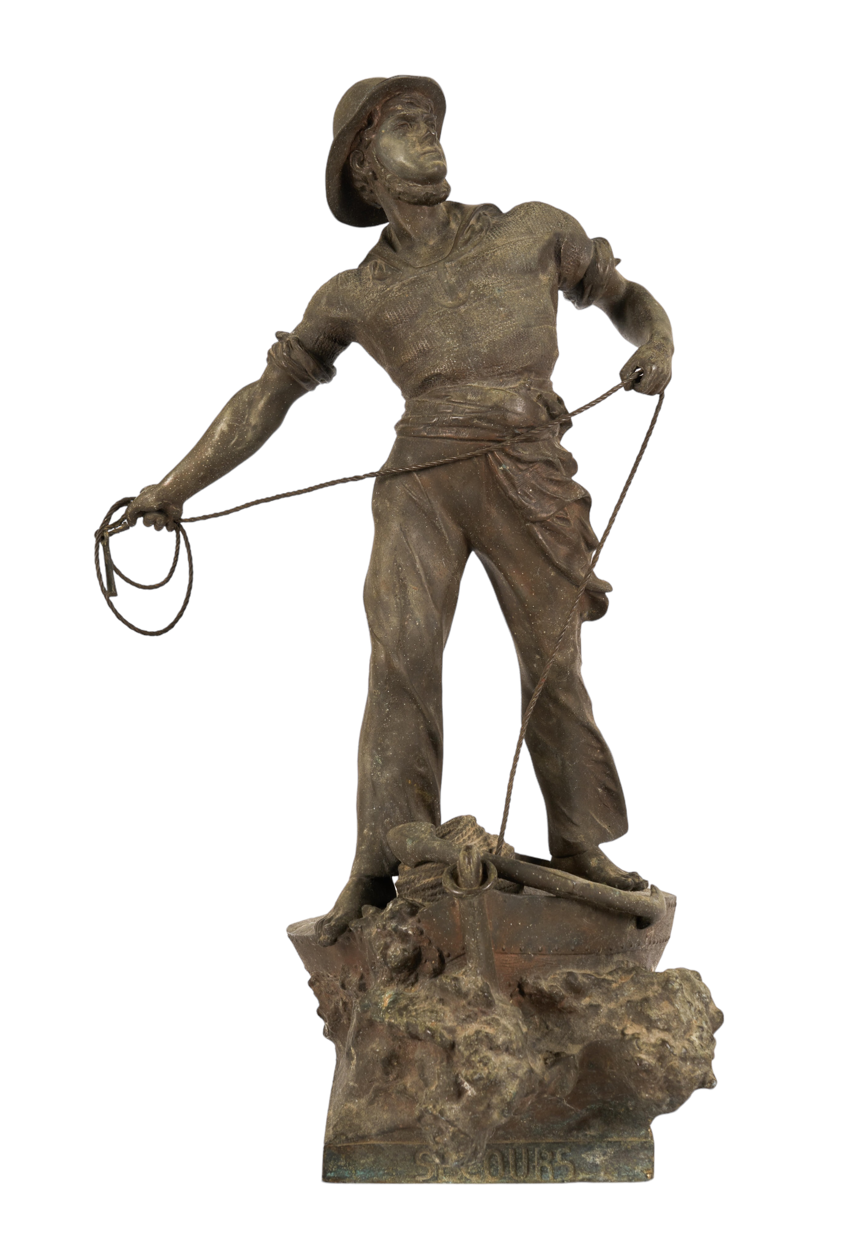 French Spelter Sculpture of a Rescue  2e2207