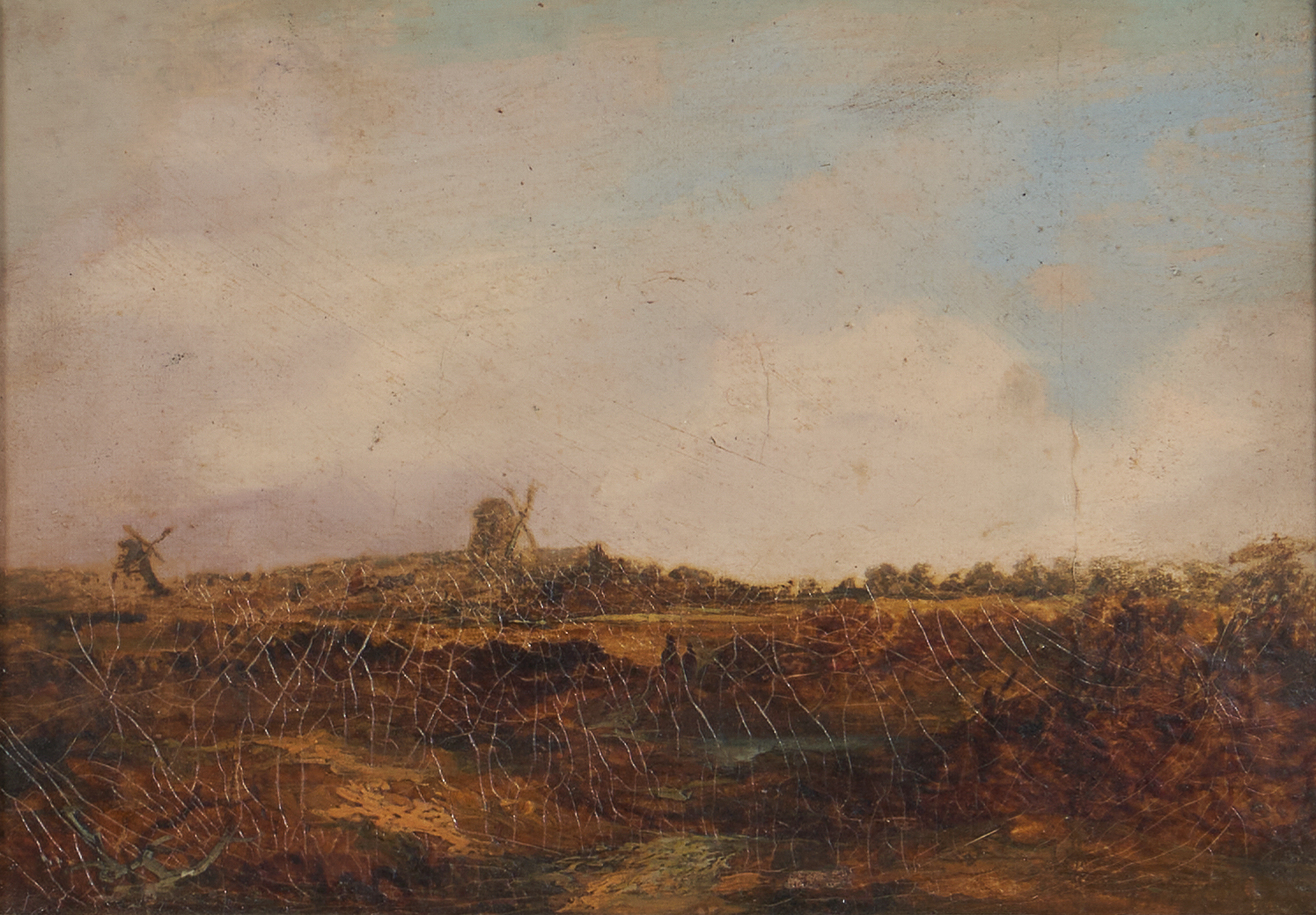 19th C Dutch School landscape painting,