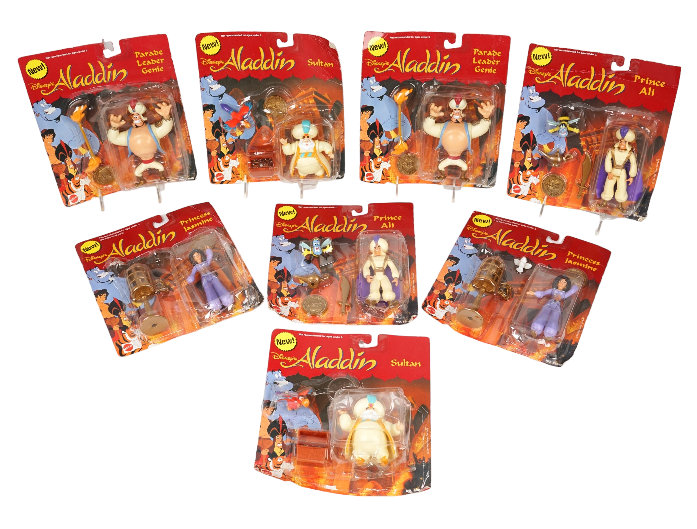 (8) Mattel Disney Aladdin action figures,