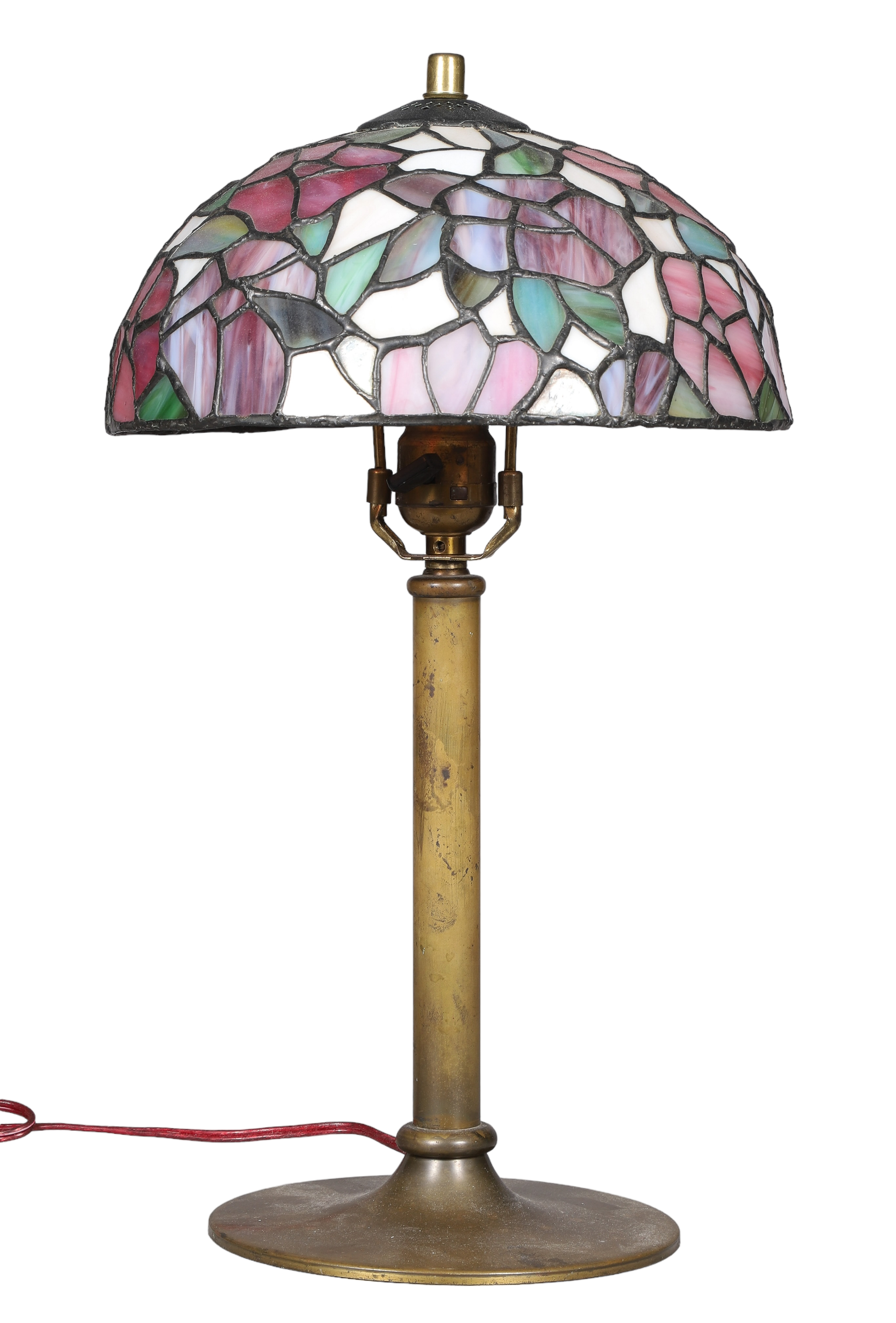 Leaded glass table lamp, floral