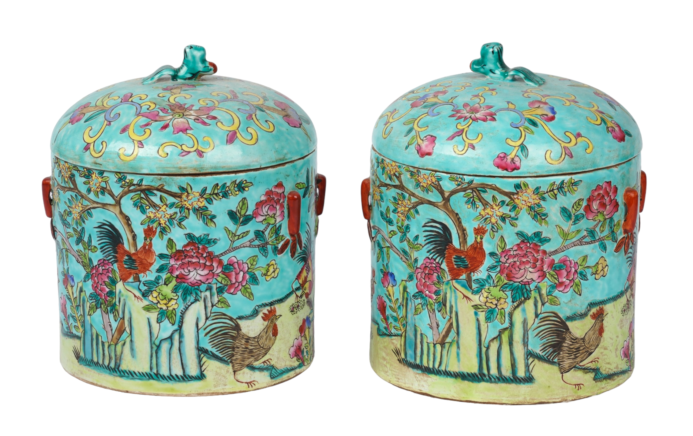 Chinese famille rose jar pair,