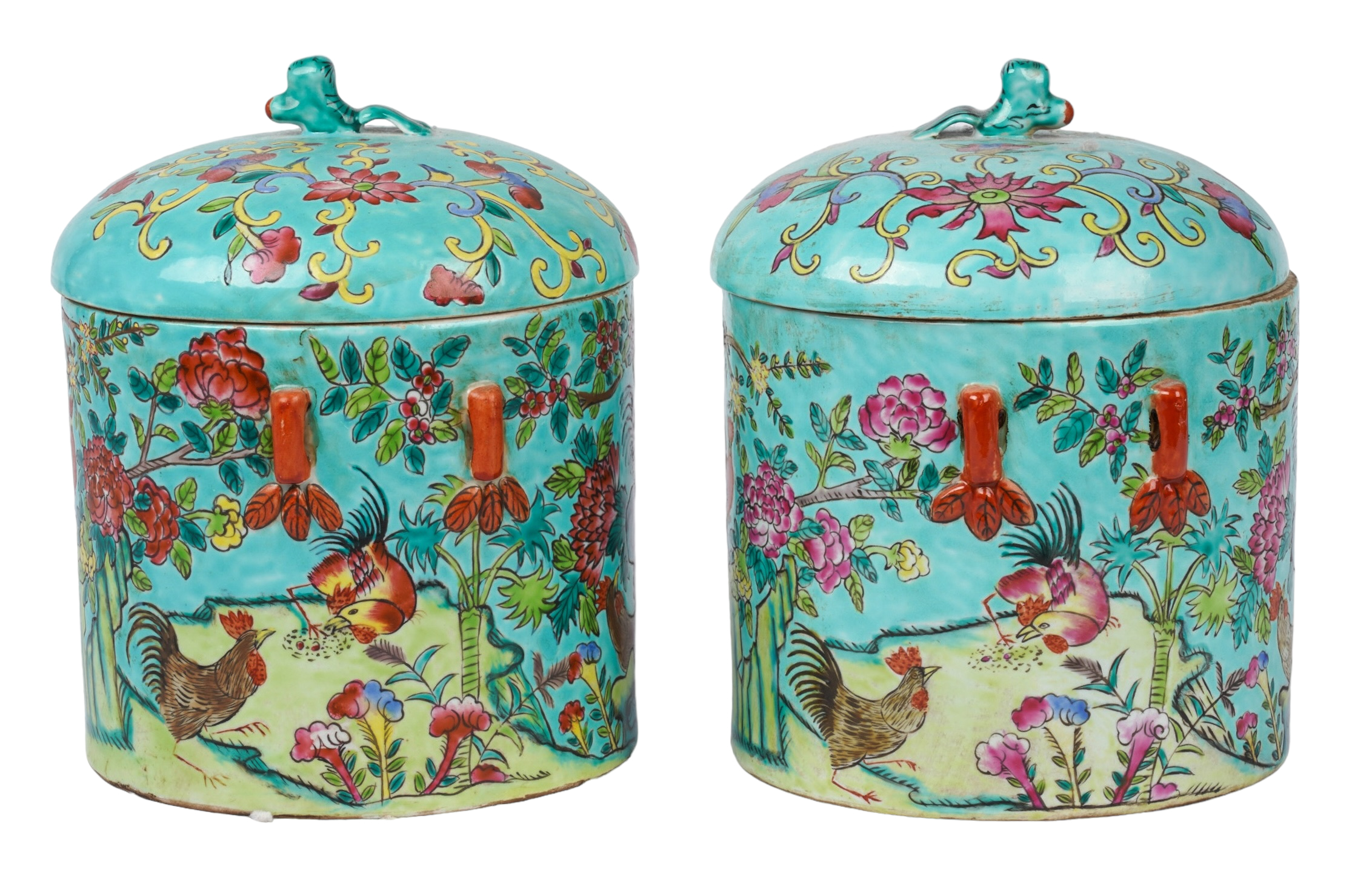 Chinese famille rose jar pair,