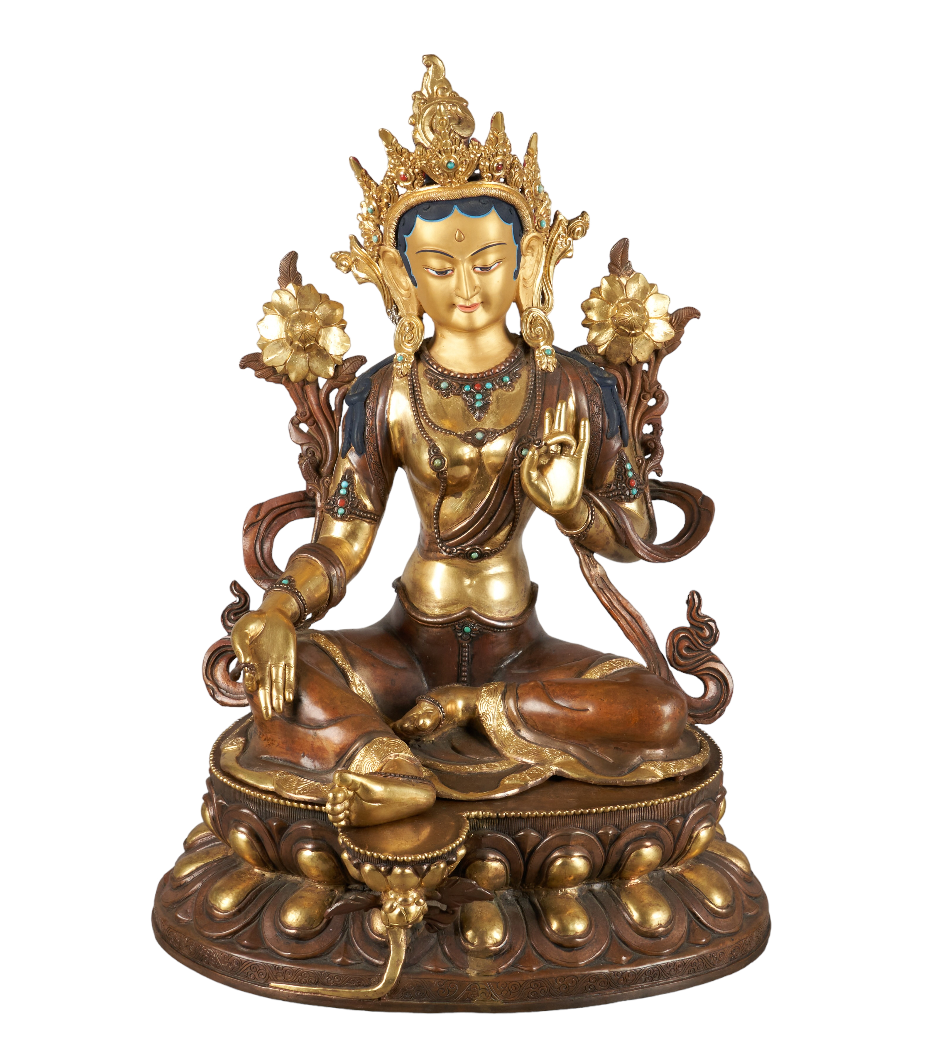 Nepalese lost wax gilt bronze statue