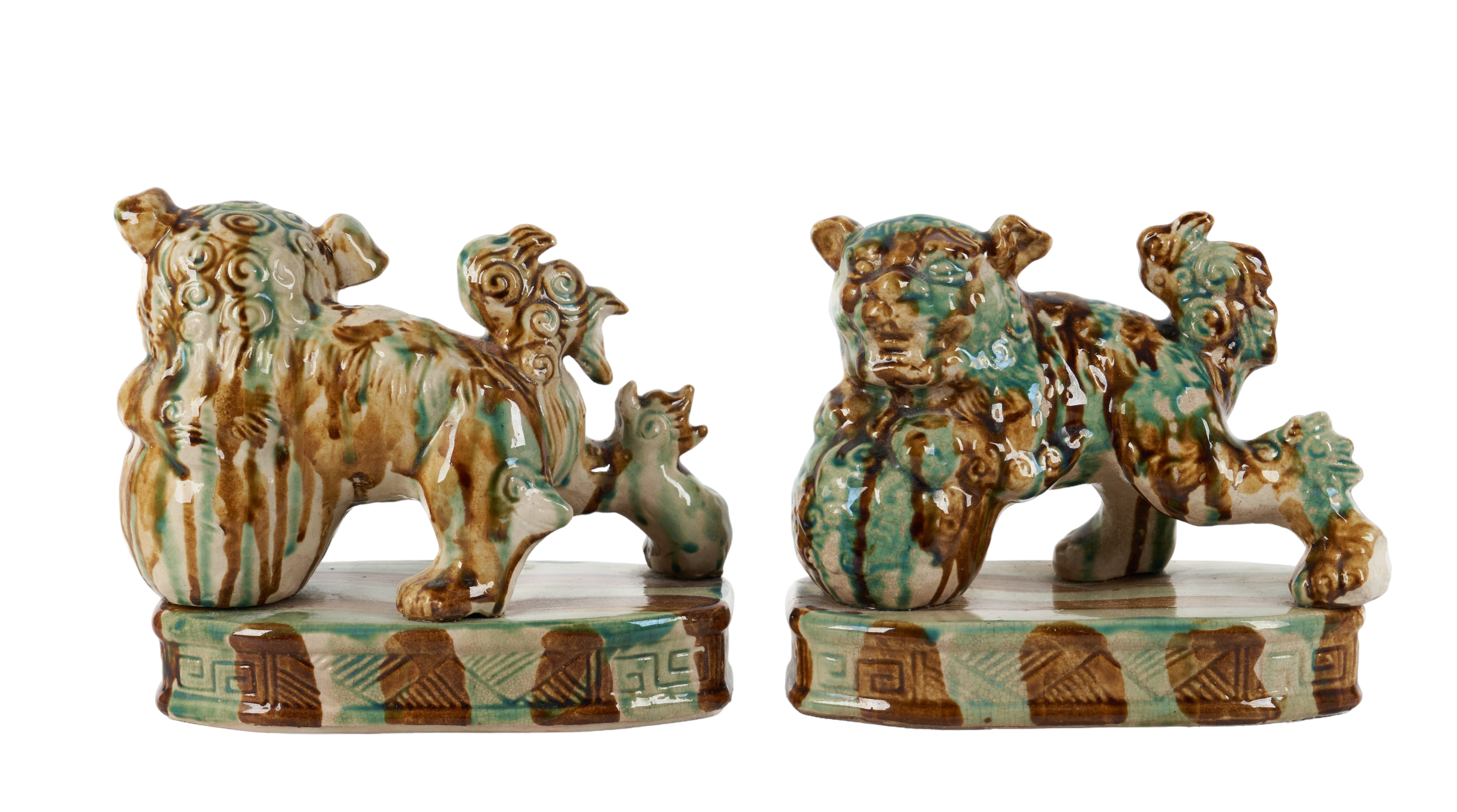 Pair of Chinese pottery foo dog