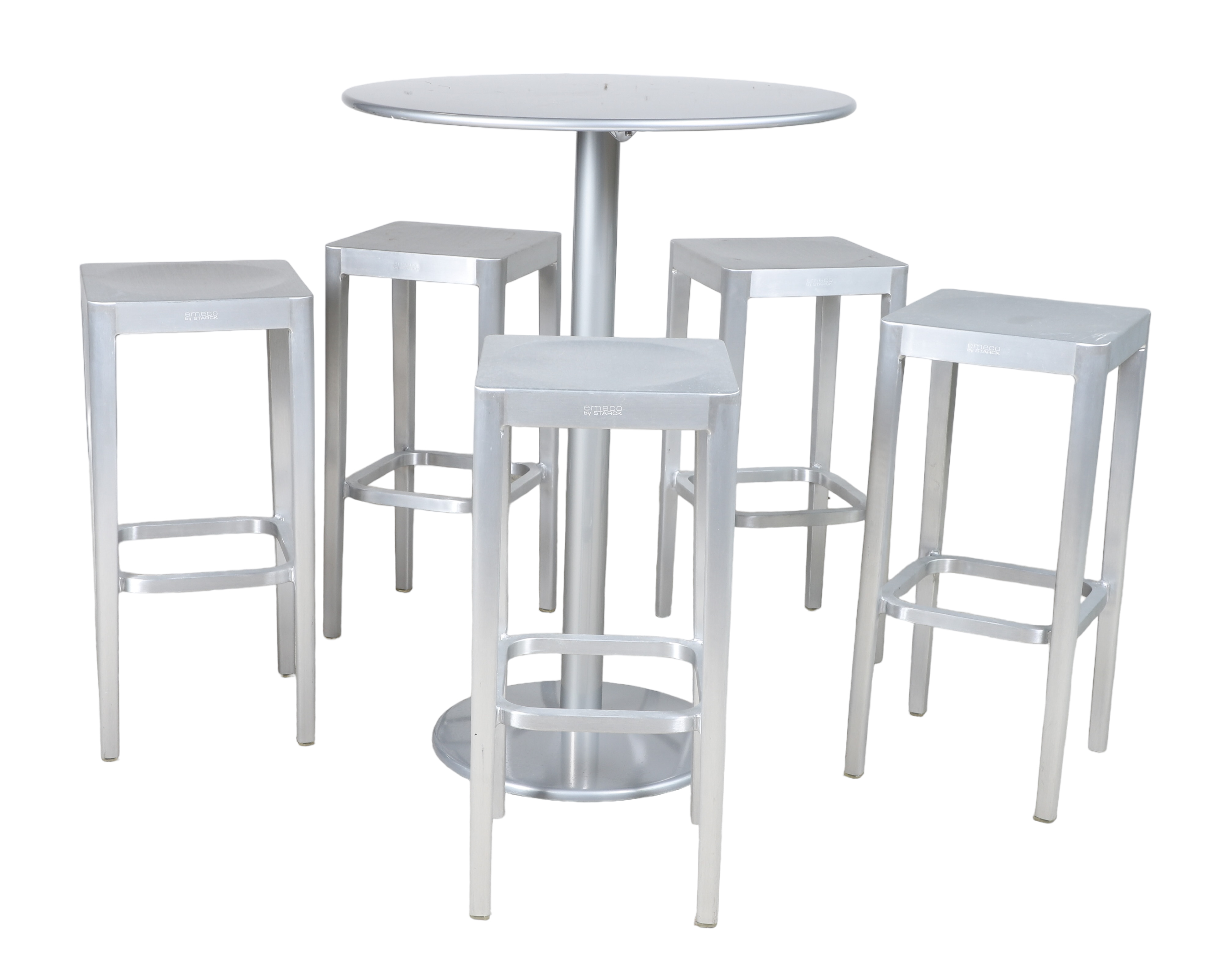 (6) pc brushed chrome pub table set,