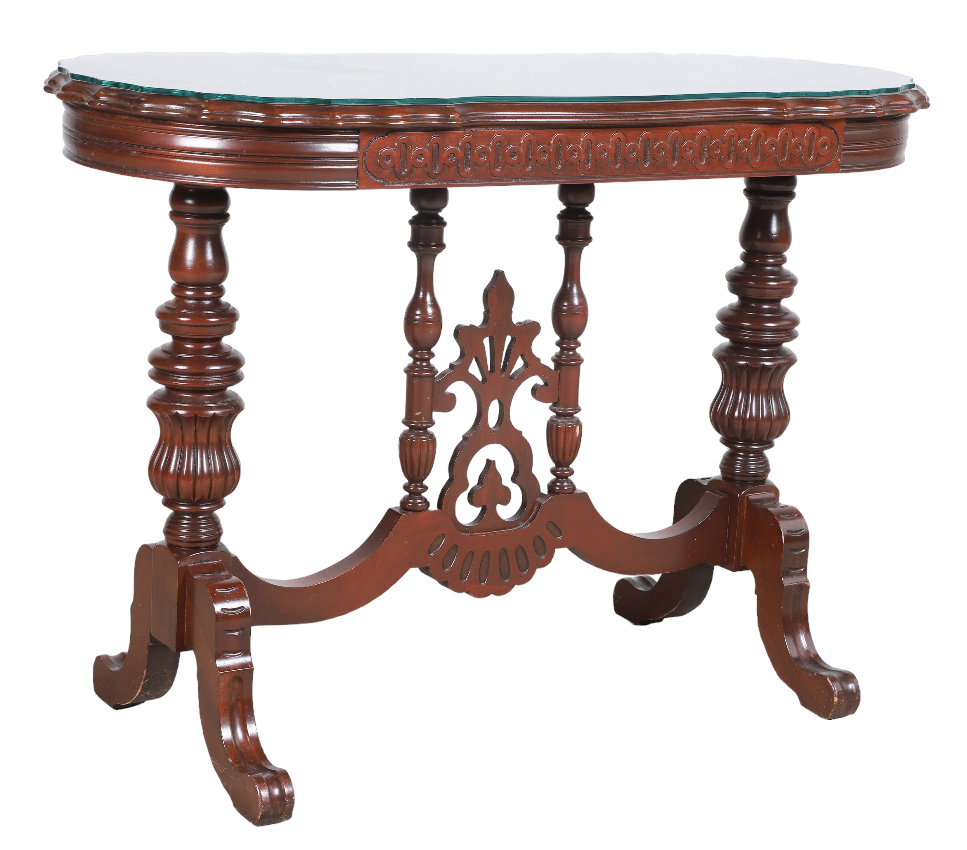 Contemporary mahogany glass top