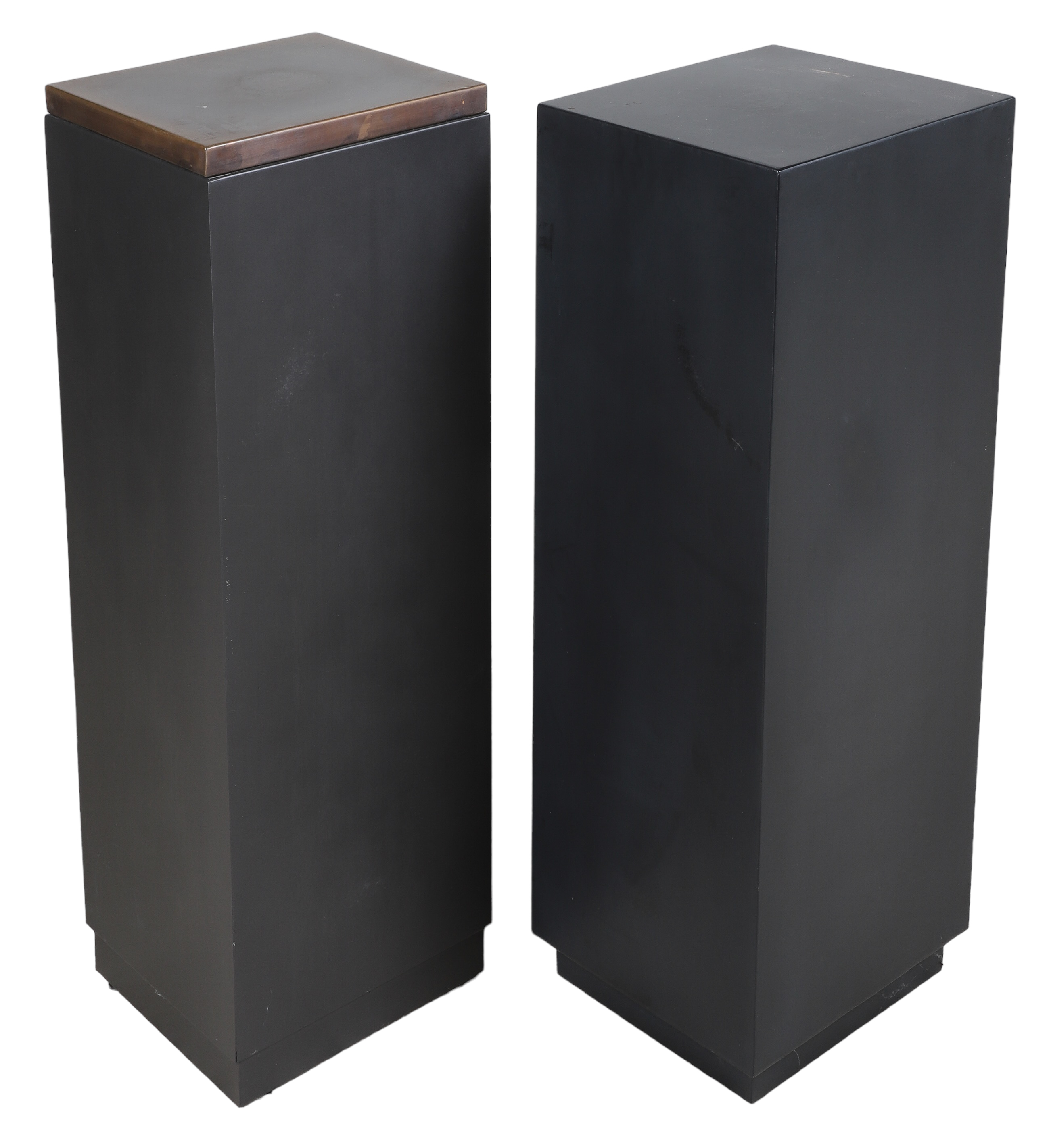 (2) tin pedestals, ebonized, one