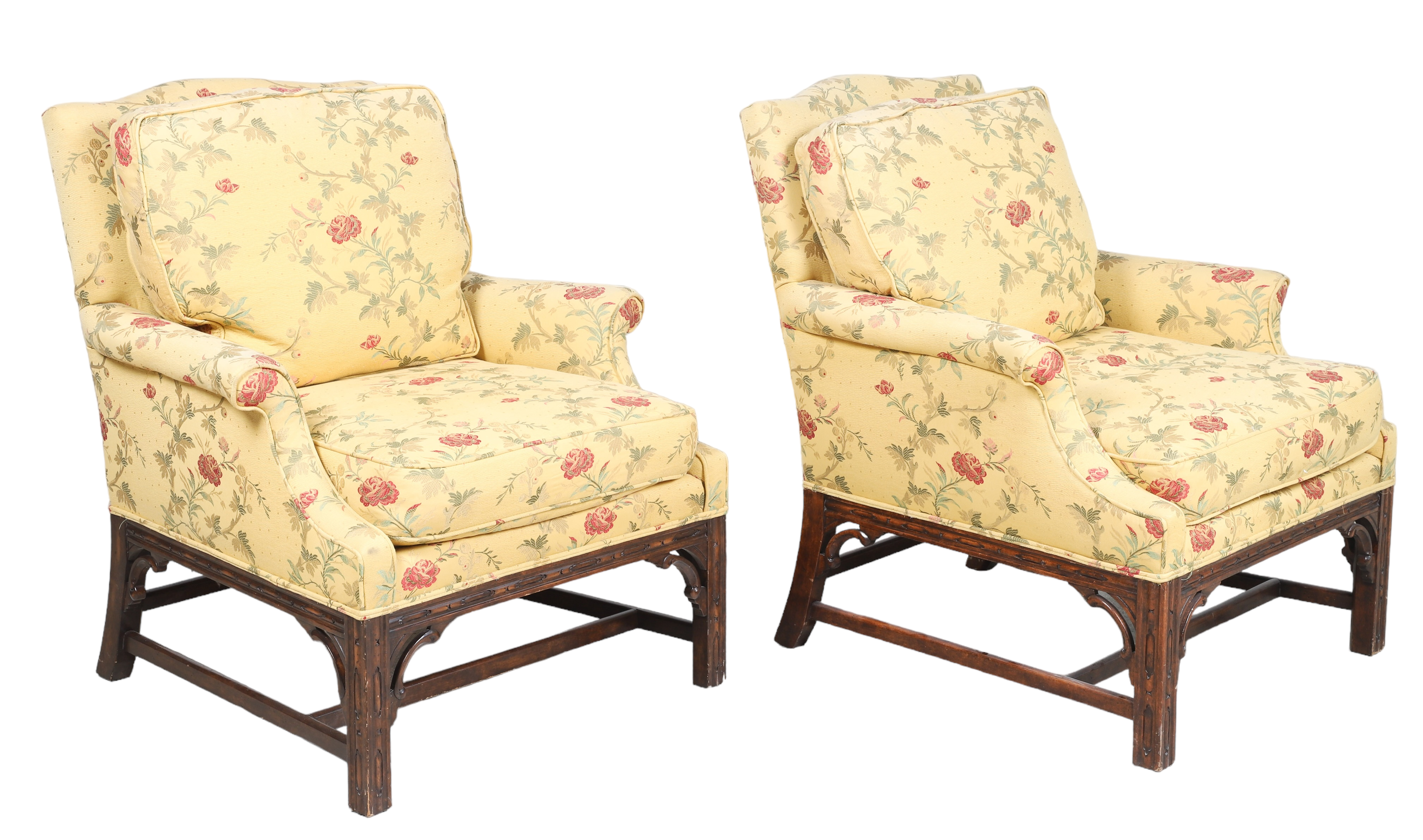 Pair Chippendale style upholstered 2e230a