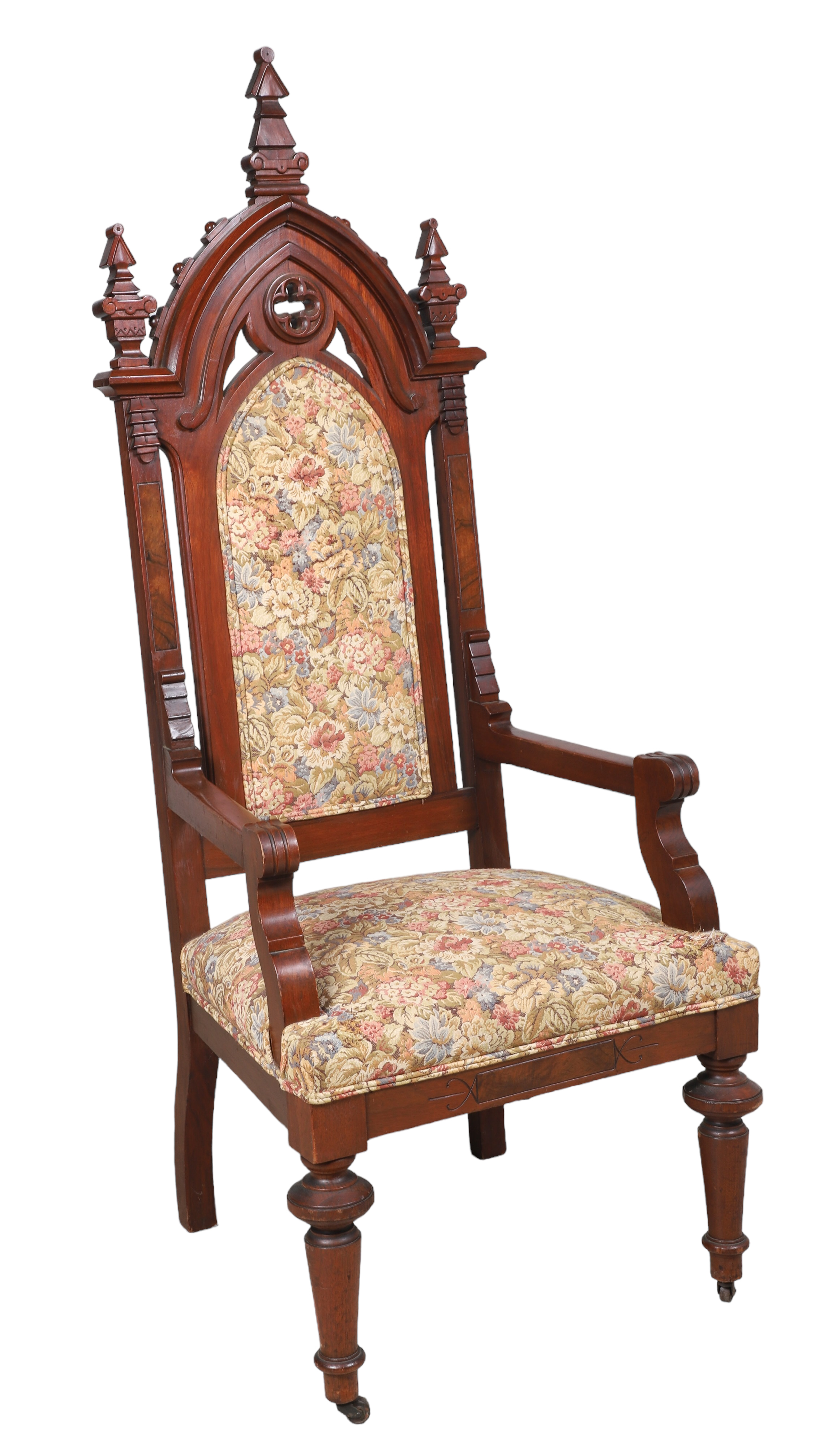 Gothic style carved mahogany throne