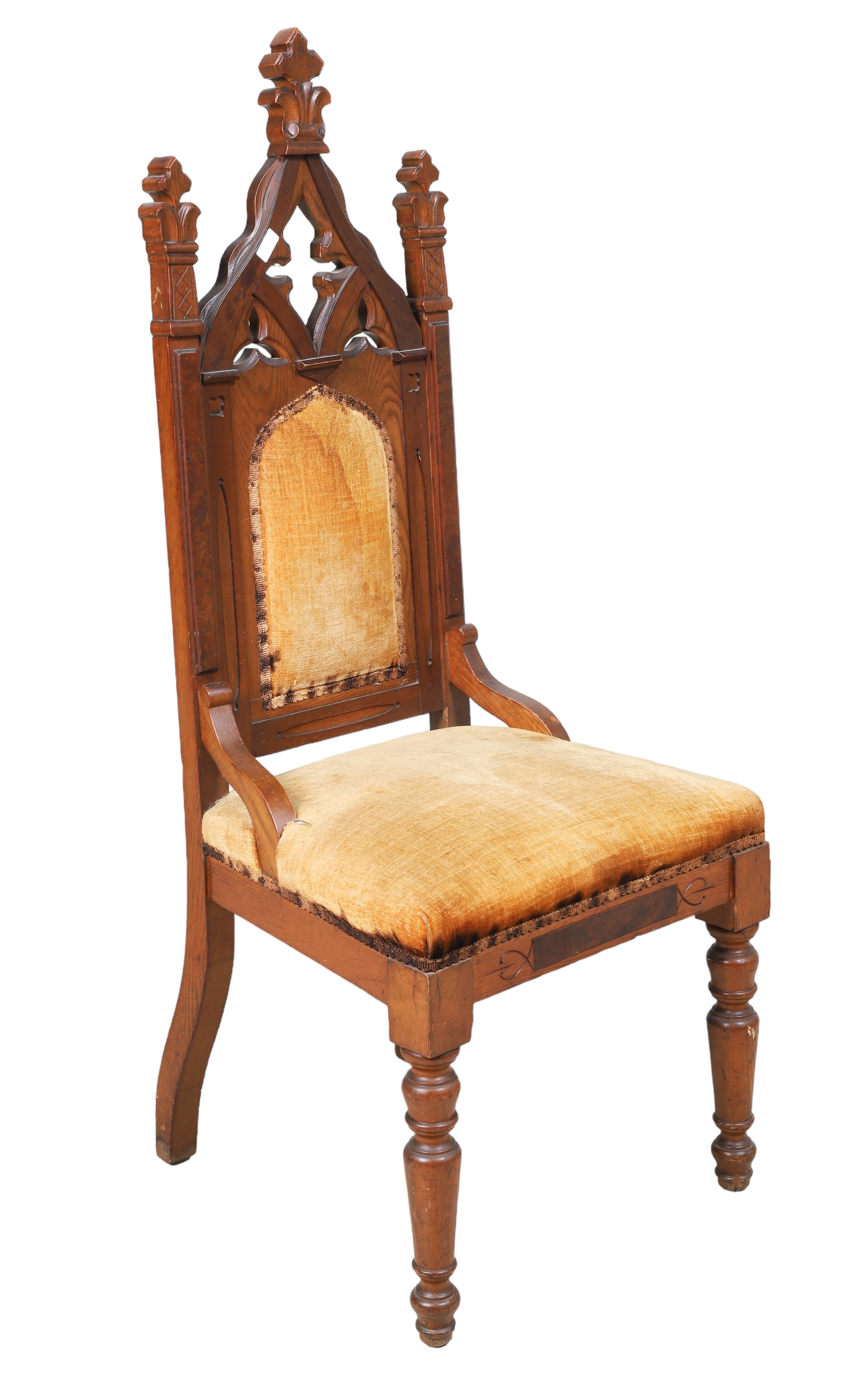 Gothic style carved walnut throne