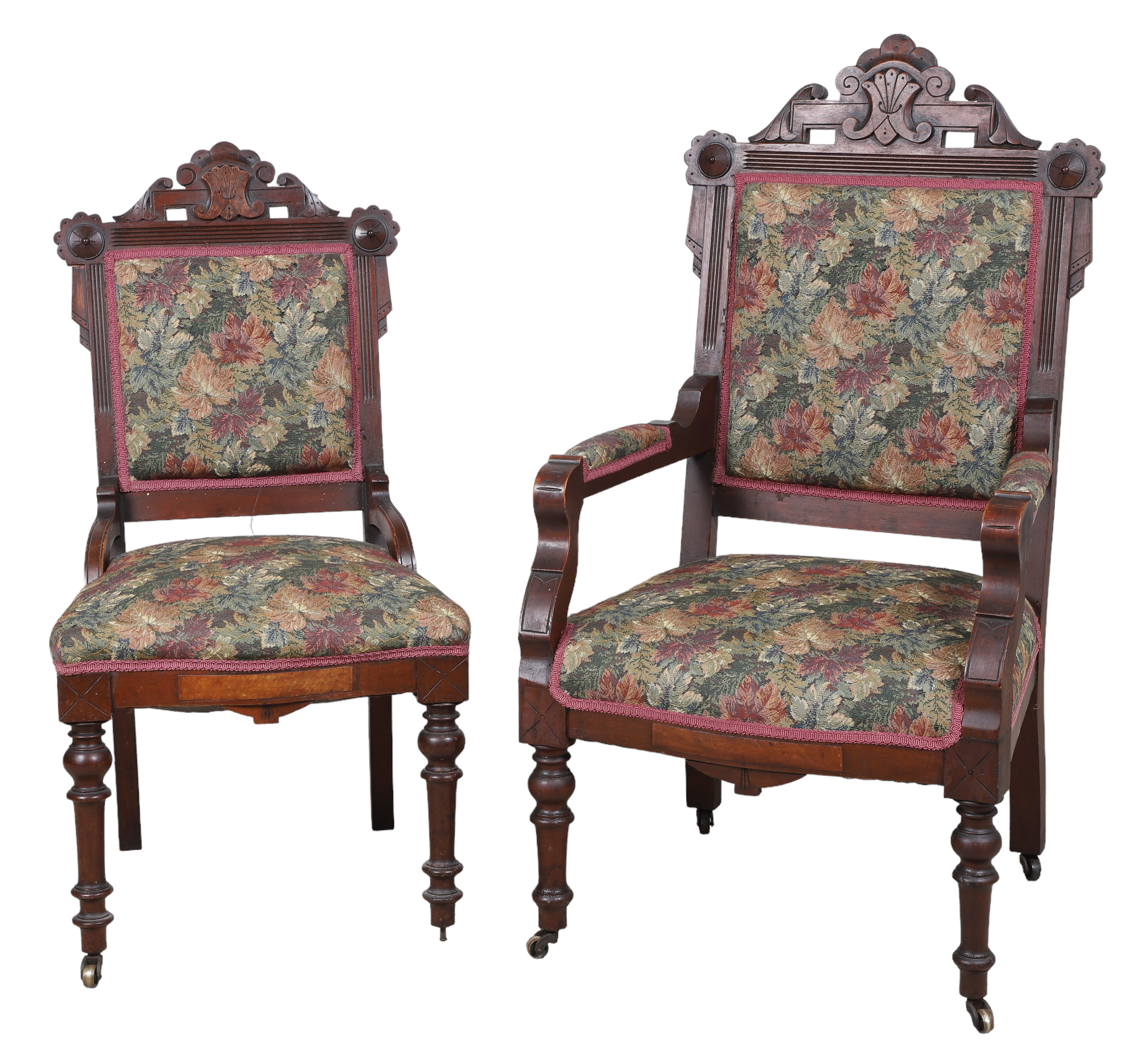 His and Hers Victorian carved mahogany