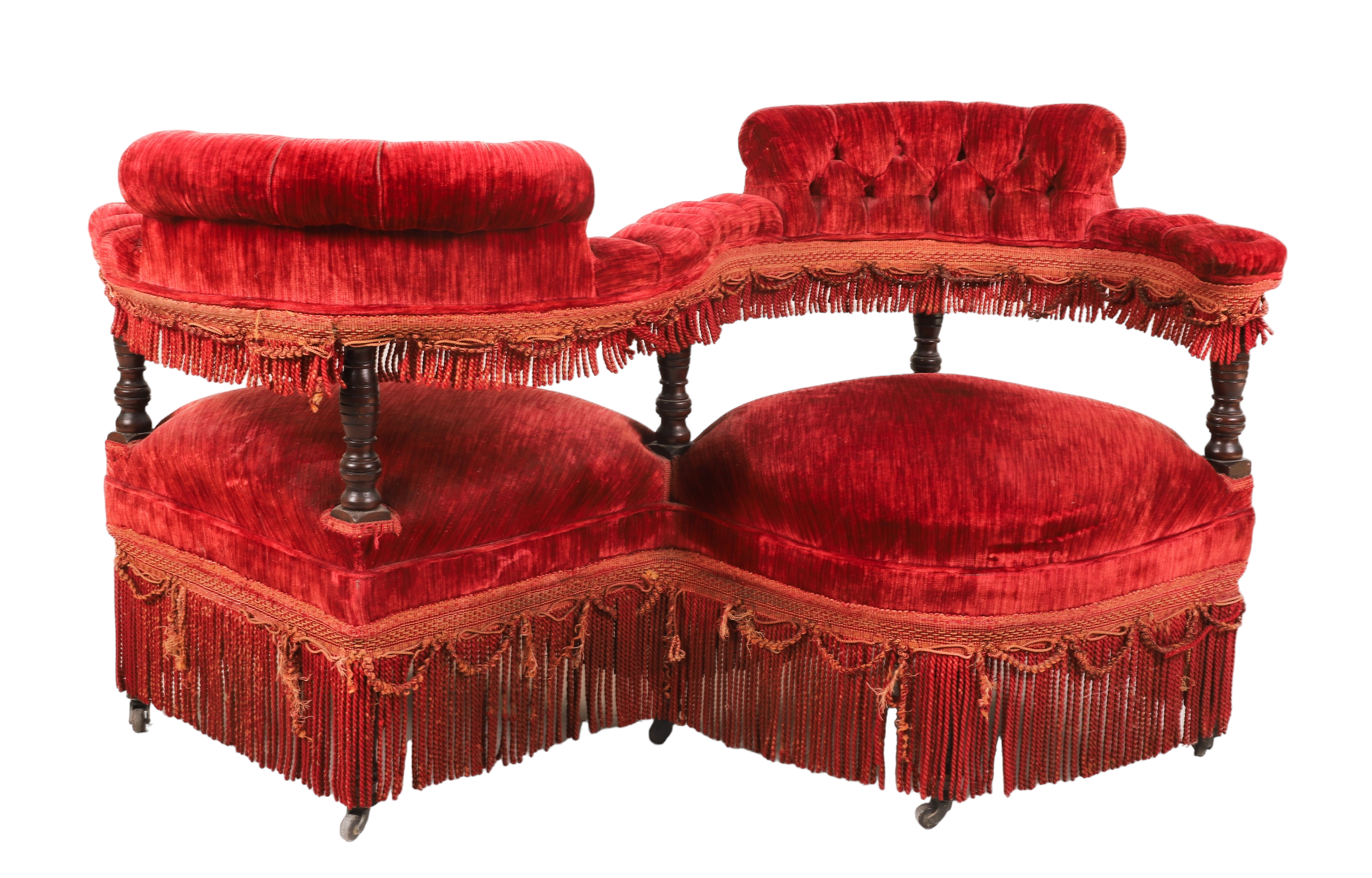 Victorian tufted upholstered tete