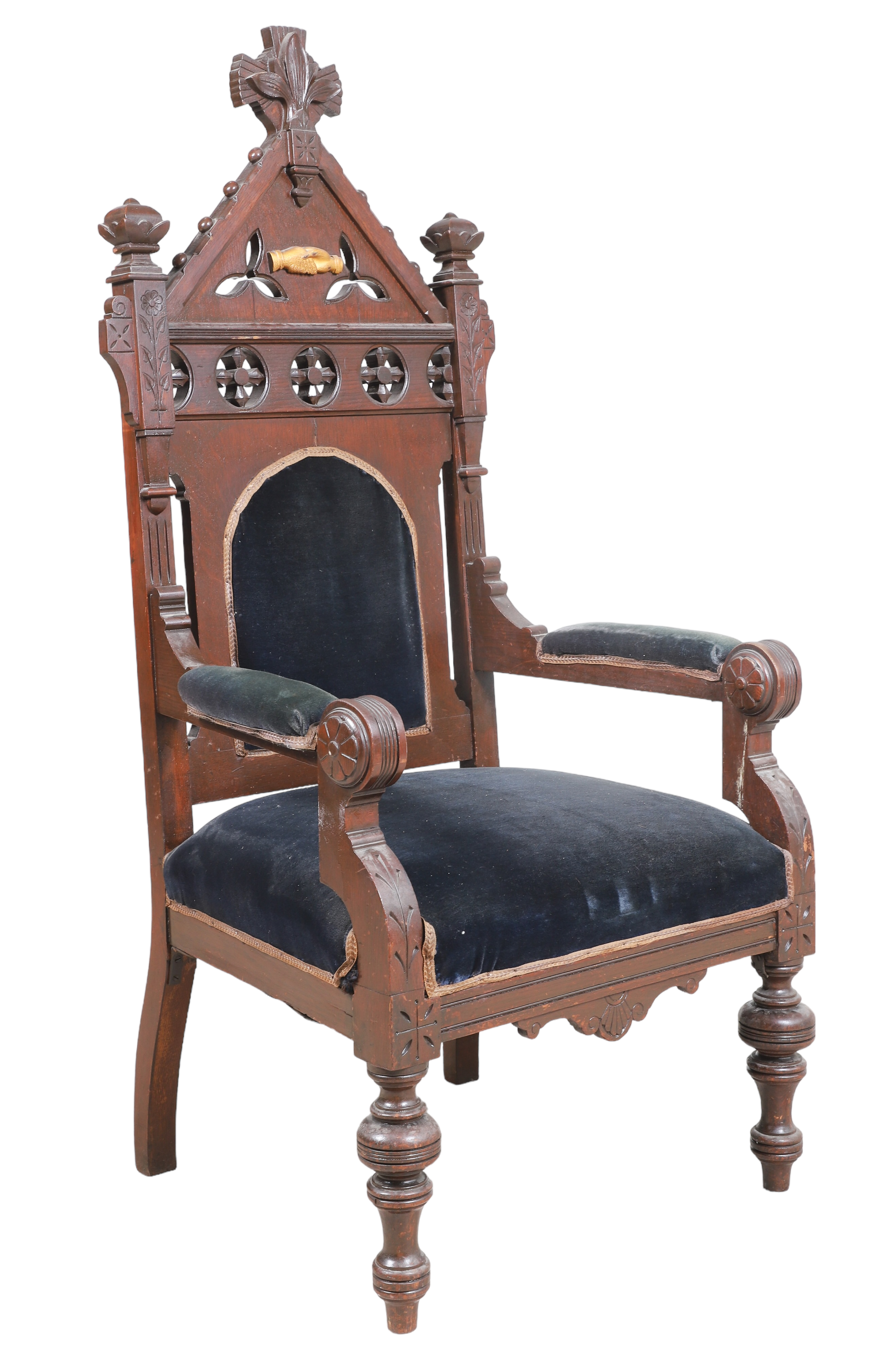 Gothic style carved throne chair,