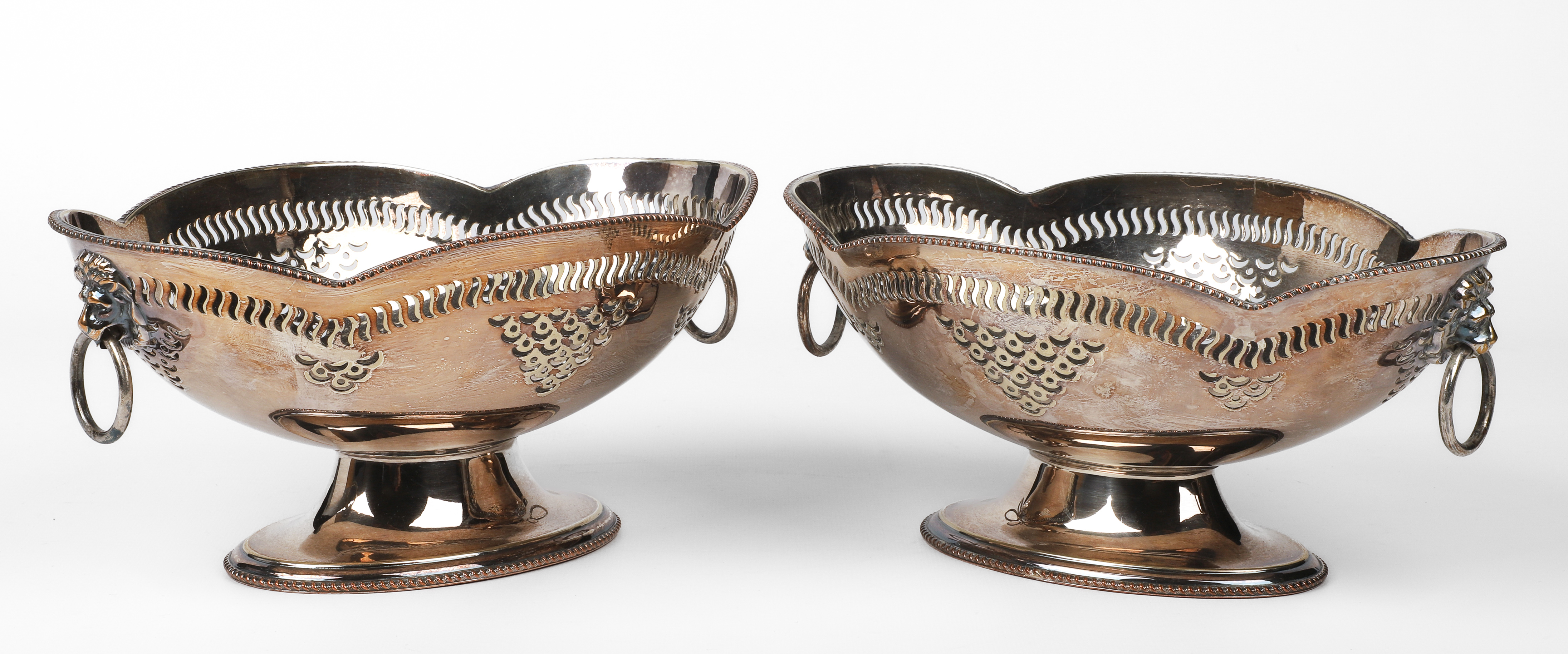 Pair of silver plate reticulated