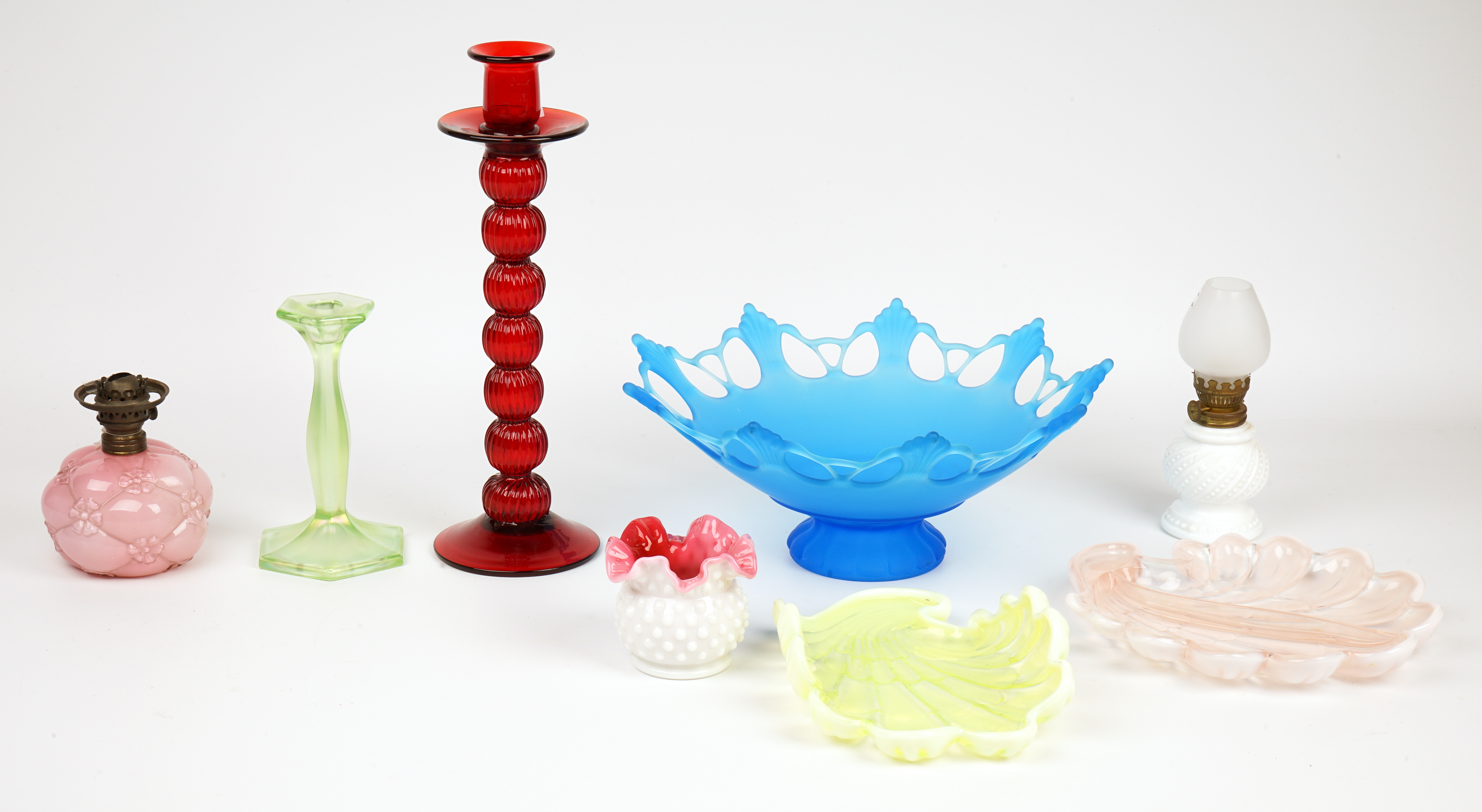 (8) Pcs colored glass, c/o frosted