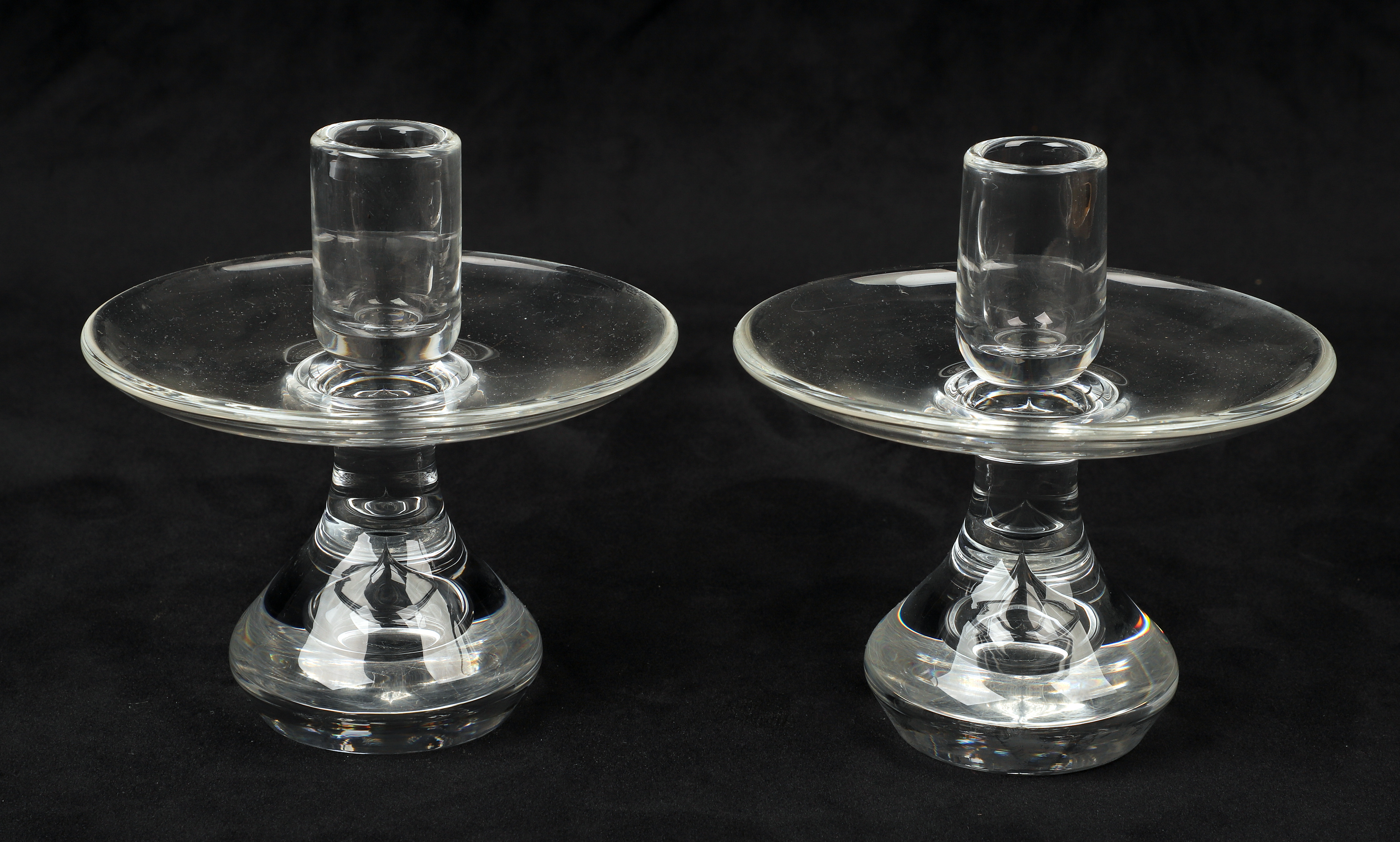 Pair of Steuben clear art glass